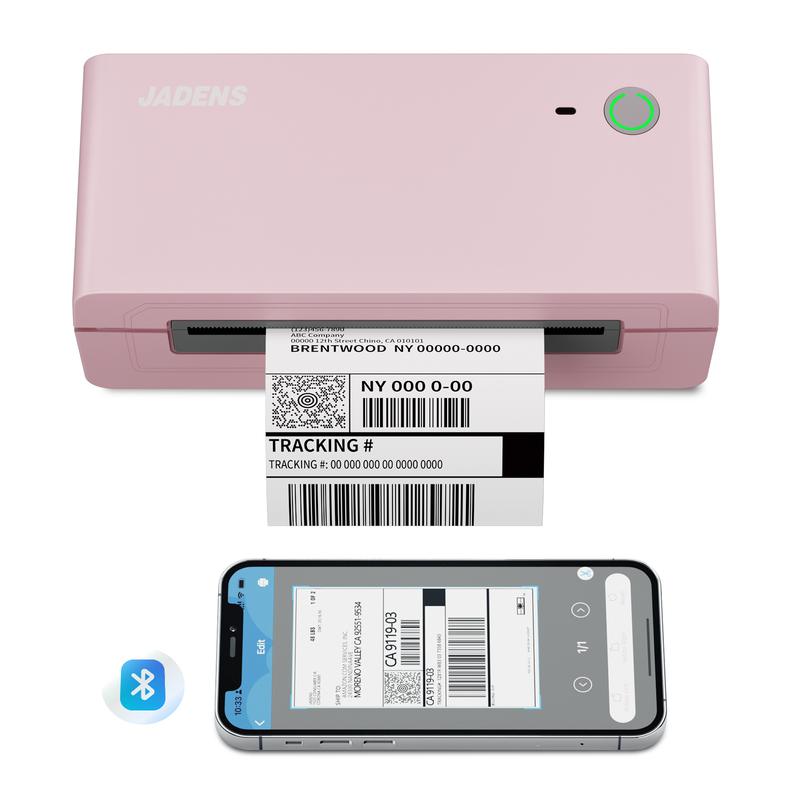 JADENS Shipping Label Printer, Bluetooth Wireless Thermal Label Printer, Compatible with iOS, Android, Windows, Mac, Chromebook, Widely Used for Etsy, Ebay, Shopify, USPS