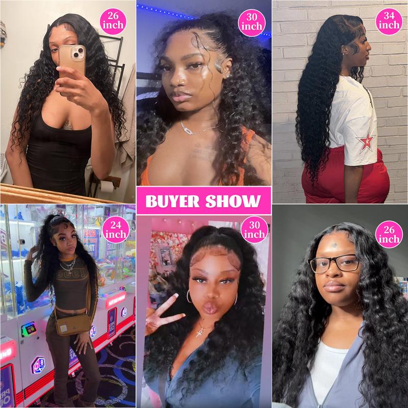 Bling Hair 13x6 Deep Curly Human Hair Wigs 13x4 Transparent Lace Frontal Wig Deep Wave Lace Front Wig For Women PrePlucked Wigs 180% Density