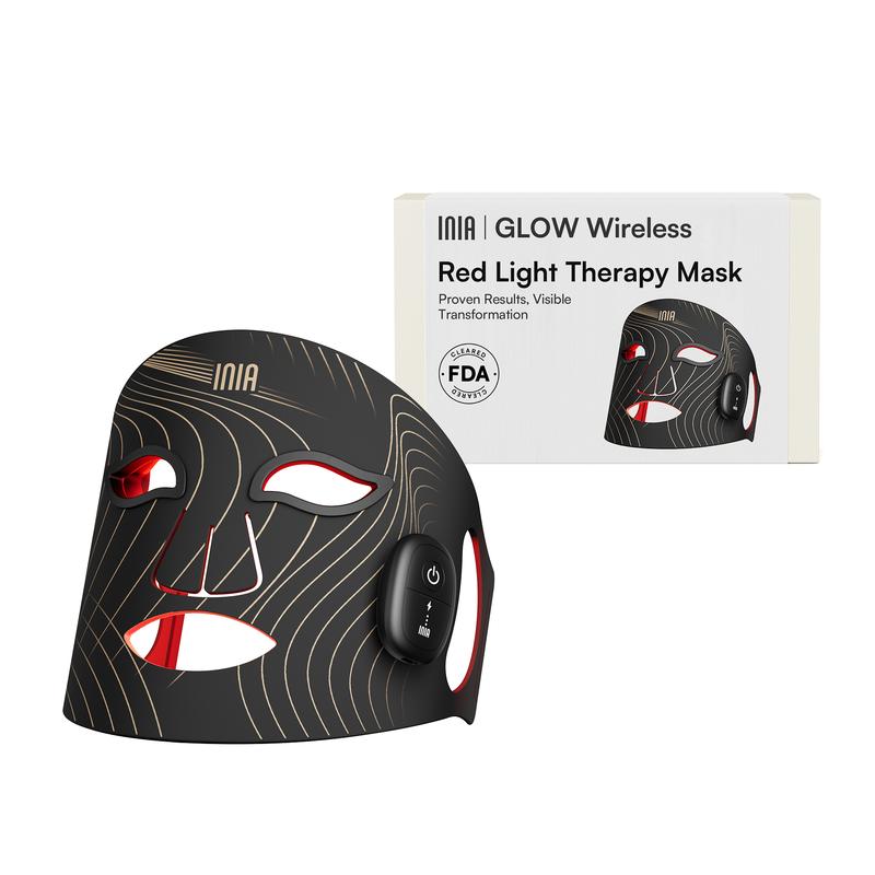 INIA GLOW Wireless LED Face Mask, 2-Year Warranty, Portable and Rechargeable for LED Facial Mask Skincare at Home and Travel, The Ultimate Gift Choice for this Season