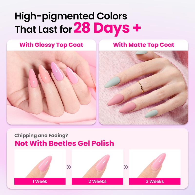 Beetles Gel Nail Polish Kit with U V Light Gel Polish Nail Set with Diamond Decorations & Nail Art Stickers and Manicure Tools Soak Off All Season Gel Nail Kit Cutics DIY Gift for Women