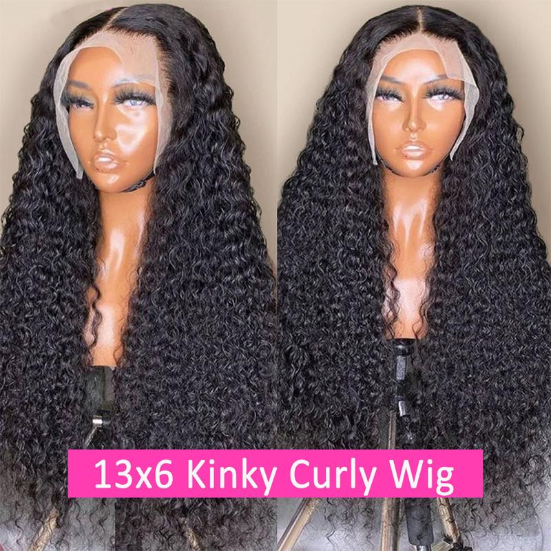 Bling Hair 13x6 Deep Curly Human Hair Wigs 13x4 Transparent Lace Frontal Wig Deep Wave Lace Front Wig For Women PrePlucked Wigs 180% Density