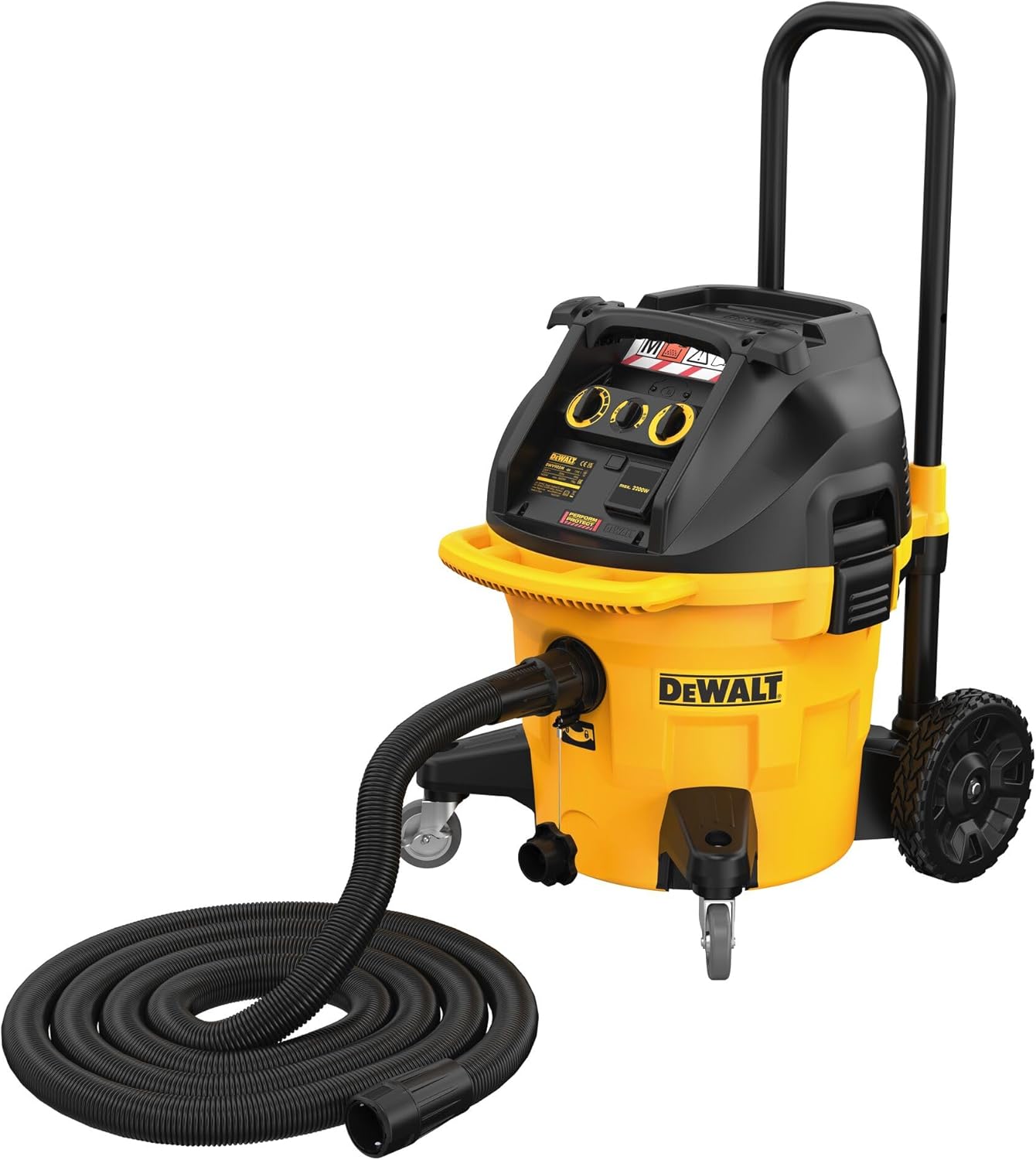Dewalt M-Klasse Industrie Nass- & Trockensauger DWV905M (1.400 Watt, 38 Behältervolumen, für Weich- & Hartholz und mineralische Stäube, inkl. Saugschlauch, AirLock Adapter, Stufenadapter, Staubsack)