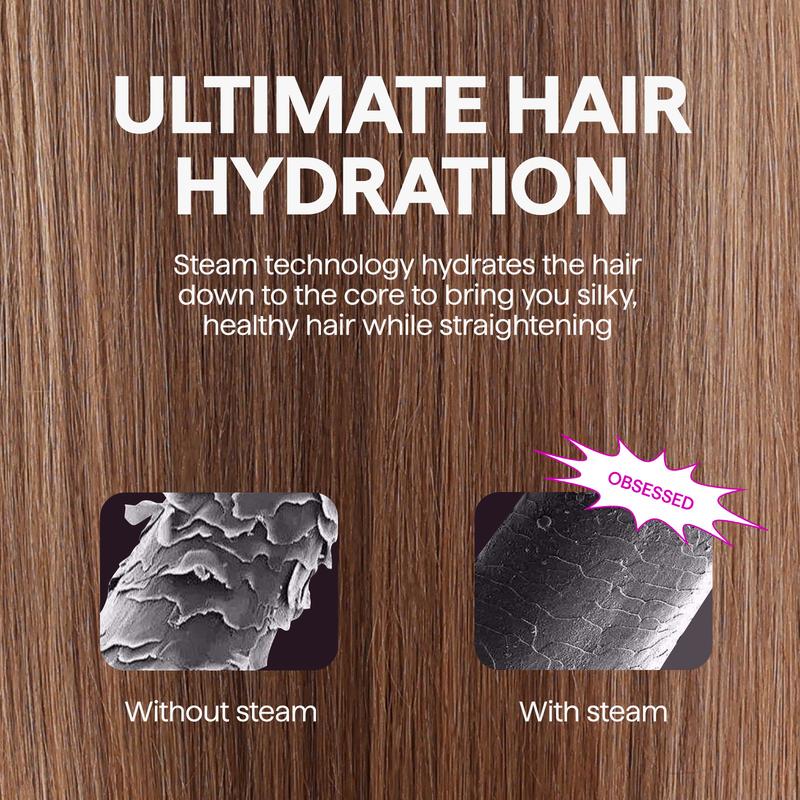 Wavytalk Steamline Pro Steam Hair Straightener Brush Hair Straightening Comb with Scrunchie and Glove