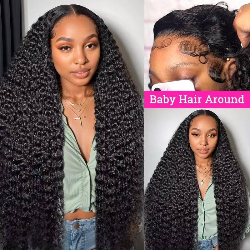 Bling Hair 13x6 Deep Curly Human Hair Wigs 13x4 Transparent Lace Frontal Wig Deep Wave Lace Front Wig For Women PrePlucked Wigs 180% Density