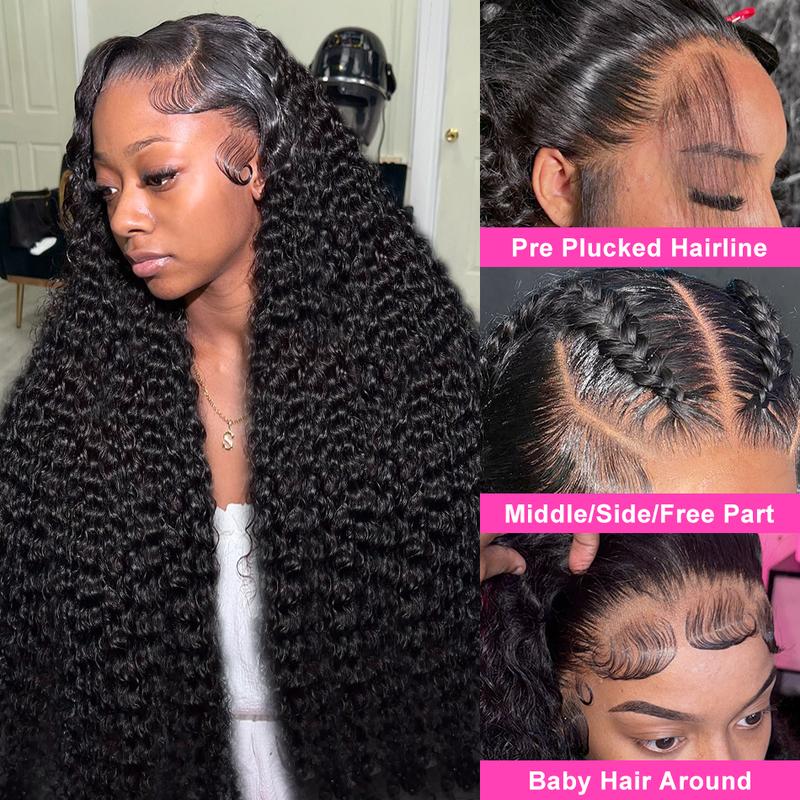 Bling Hair 13x6 Deep Curly Human Hair Wigs 13x4 Transparent Lace Frontal Wig Deep Wave Lace Front Wig For Women PrePlucked Wigs 180% Density