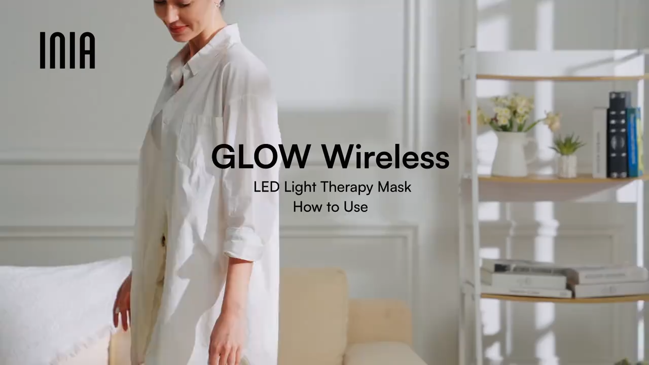 INIA GLOW Wireless LED Face Mask, 2-Year Warranty, Portable and Rechargeable for LED Facial Mask Skincare at Home and Travel, The Ultimate Gift Choice for this Season