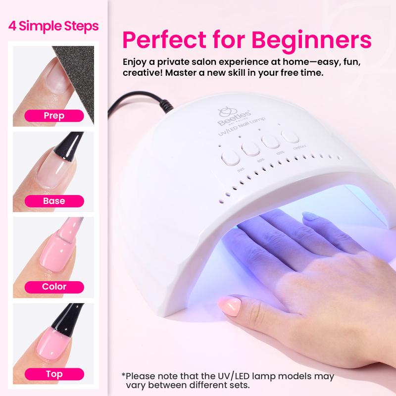 Beetles Gel Nail Polish Kit with U V Light Gel Polish Nail Set with Diamond Decorations & Nail Art Stickers and Manicure Tools Soak Off All Season Gel Nail Kit Cutics DIY Gift for Women