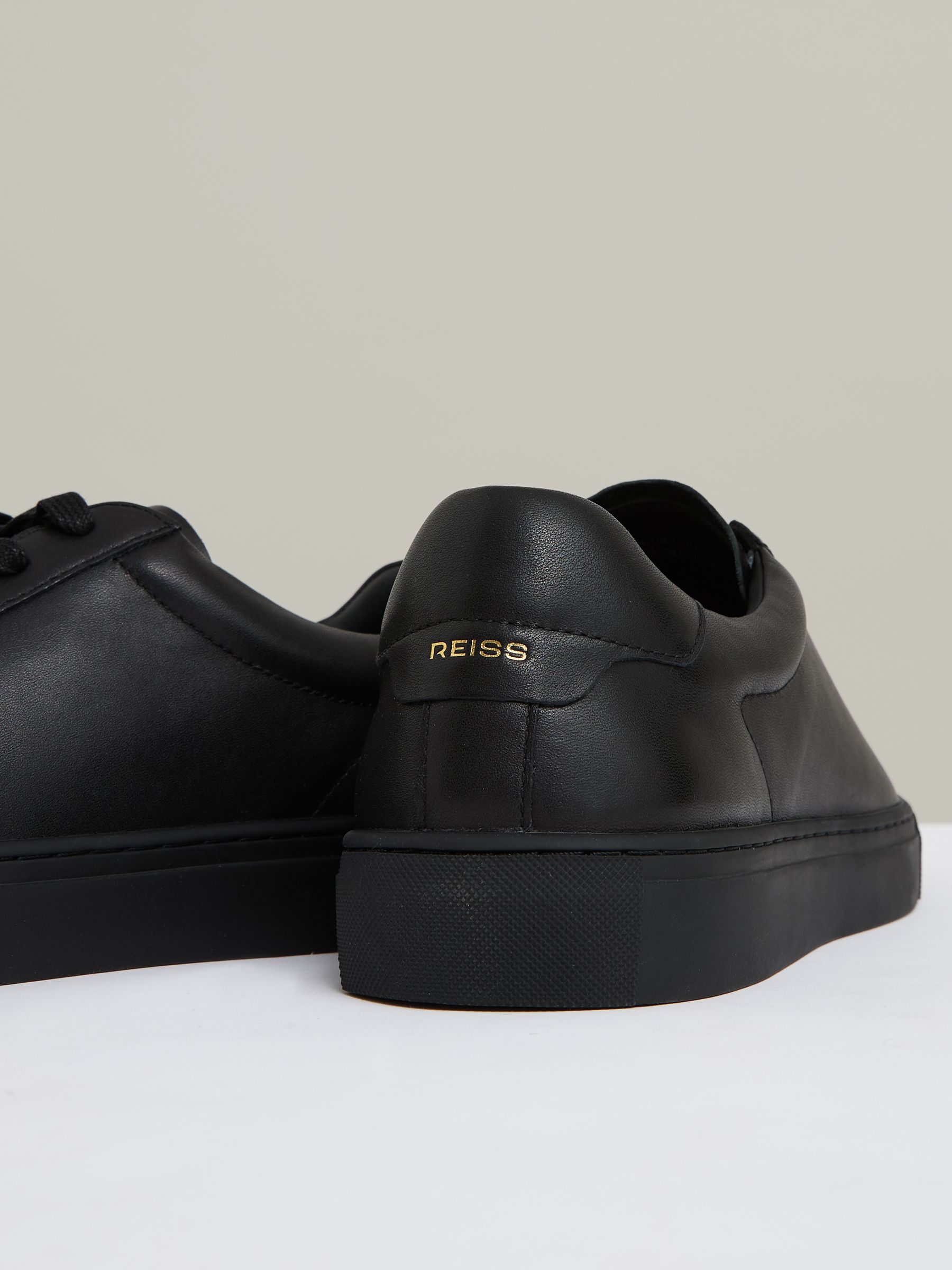 Leather Low-Top Trainers in All Black