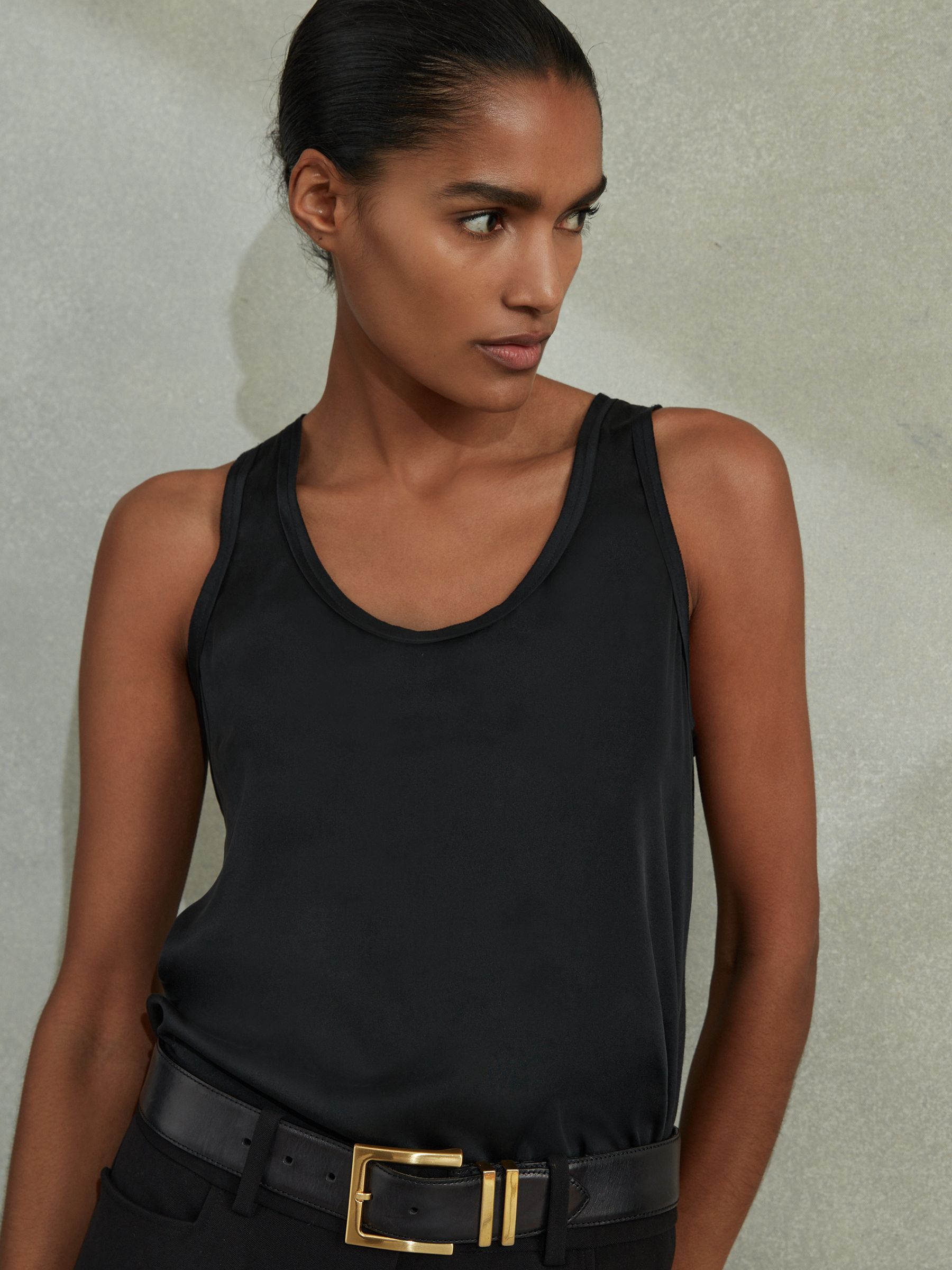 Silk Front Vest in Black
