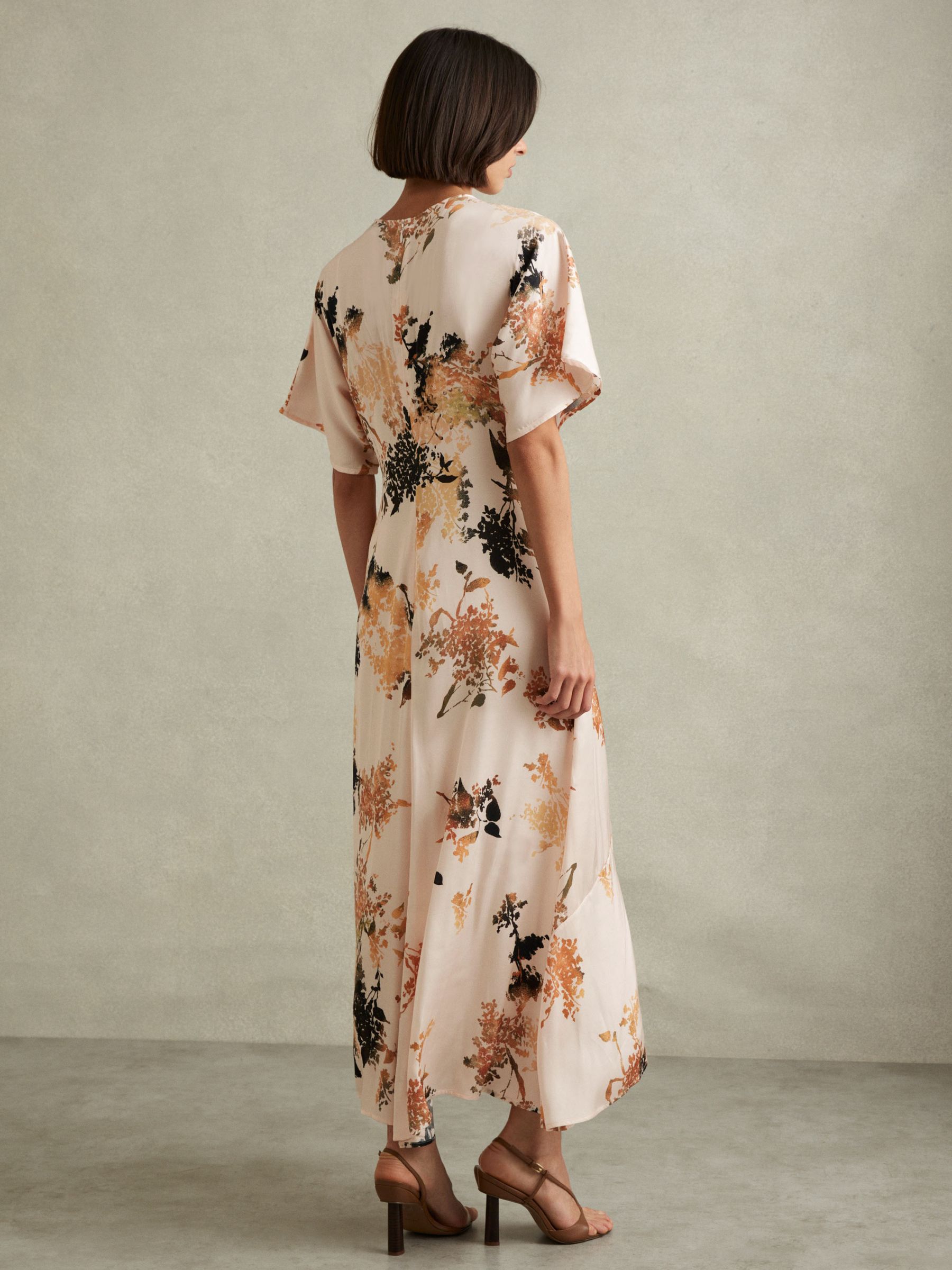 Chrissy Pale Pink Floral Print Midi Dress