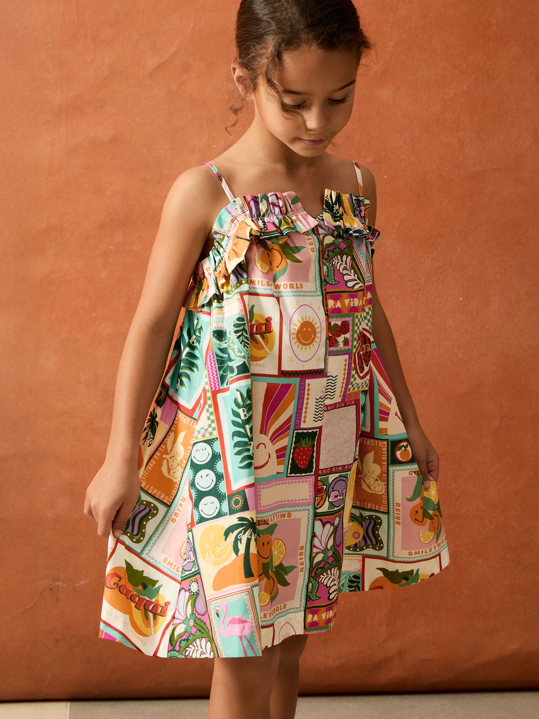 4-9 yrs SmileyWorld | Reiss Motif-Print Dress in Multi