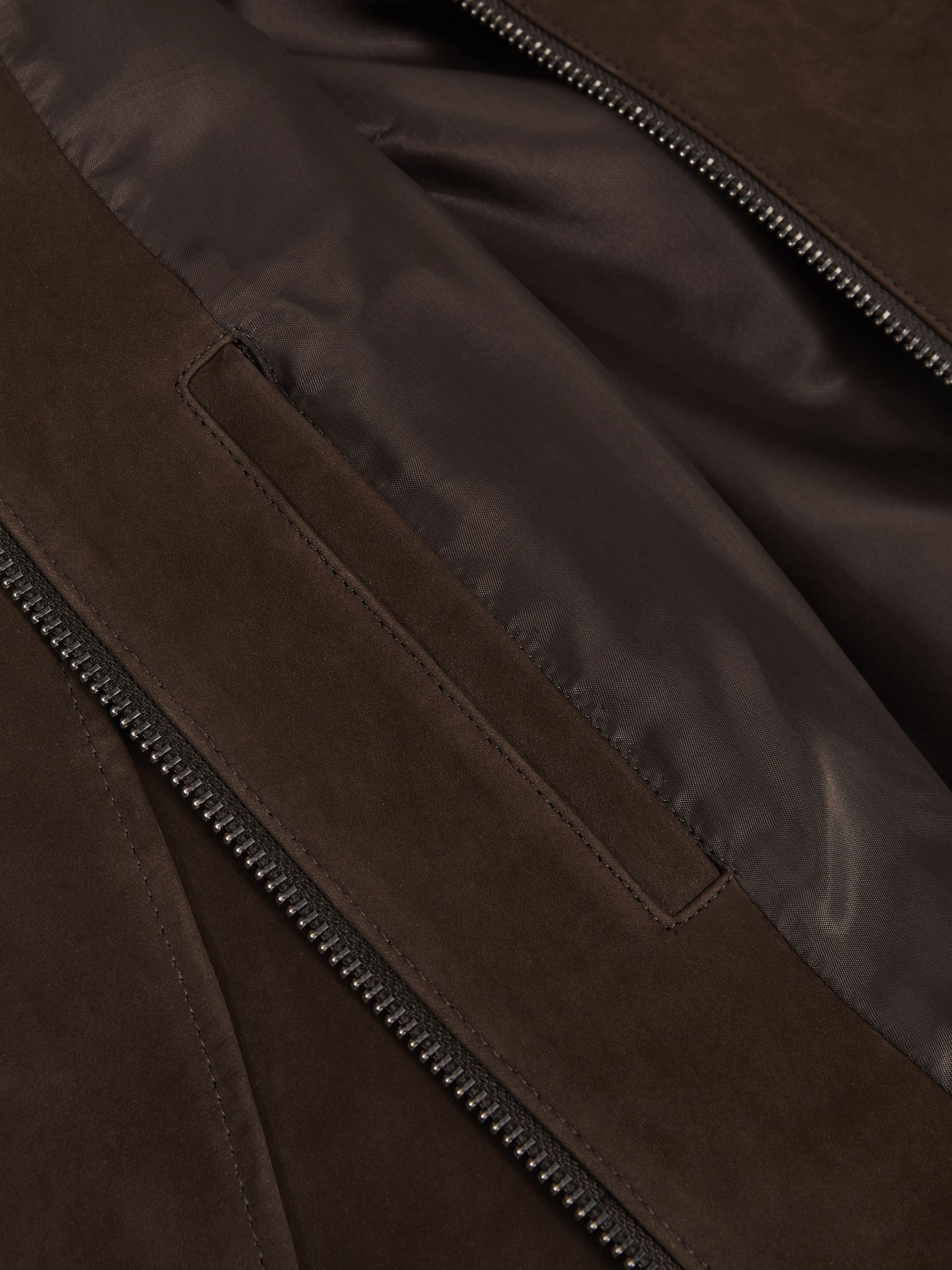 McLaren F1 Team Suede Bomber Jacket in Chocolate Brown