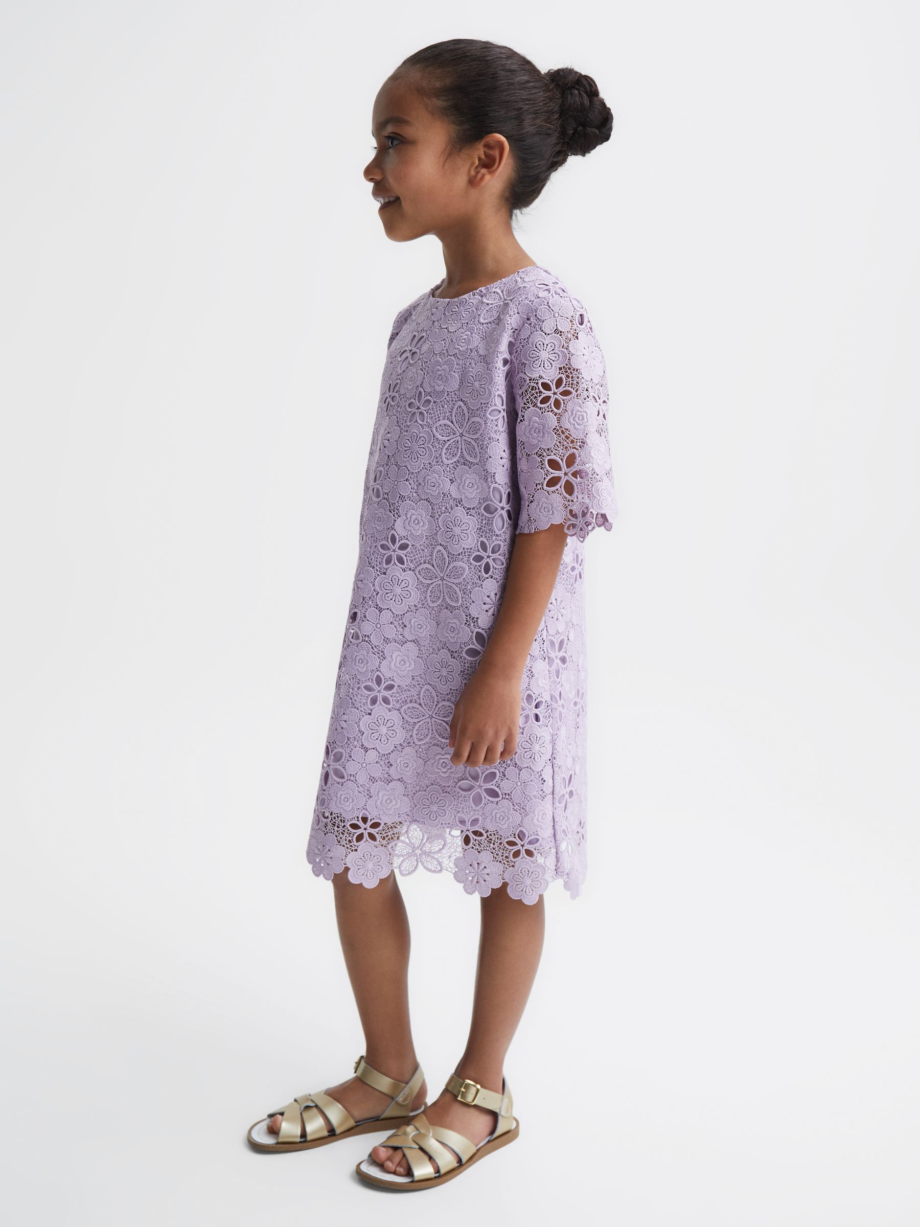 9-12 yrs Lace T-Shirt Dress in Lilac