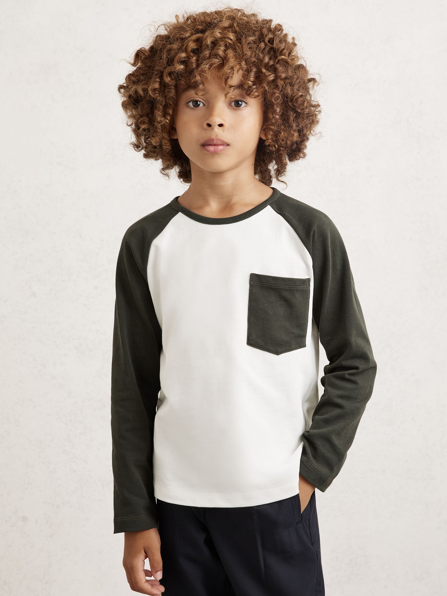 3-9 yrs Cotton Colour-Block Long-Sleeve T-Shirt in Green