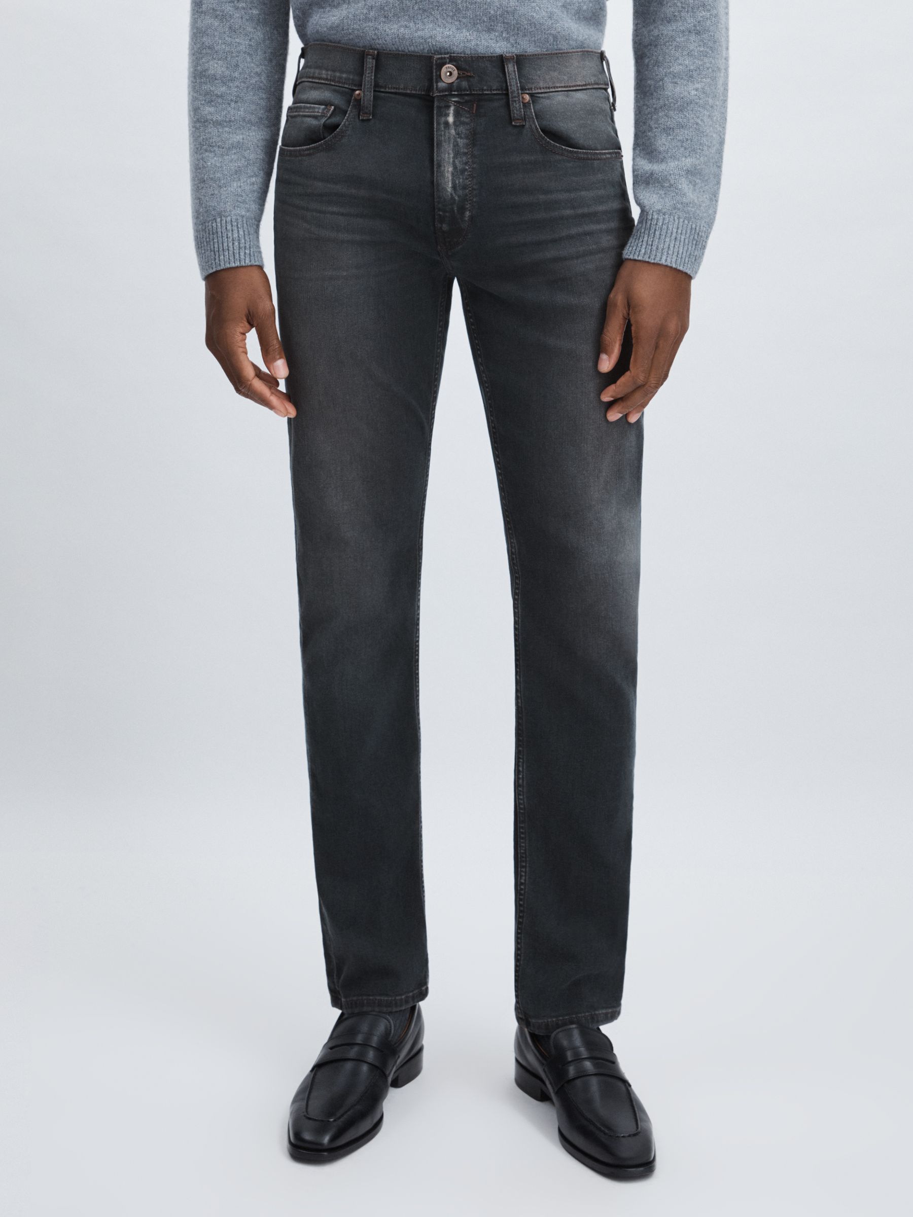Paige Slim Leg Stretch Jeans in Grey/Navy
