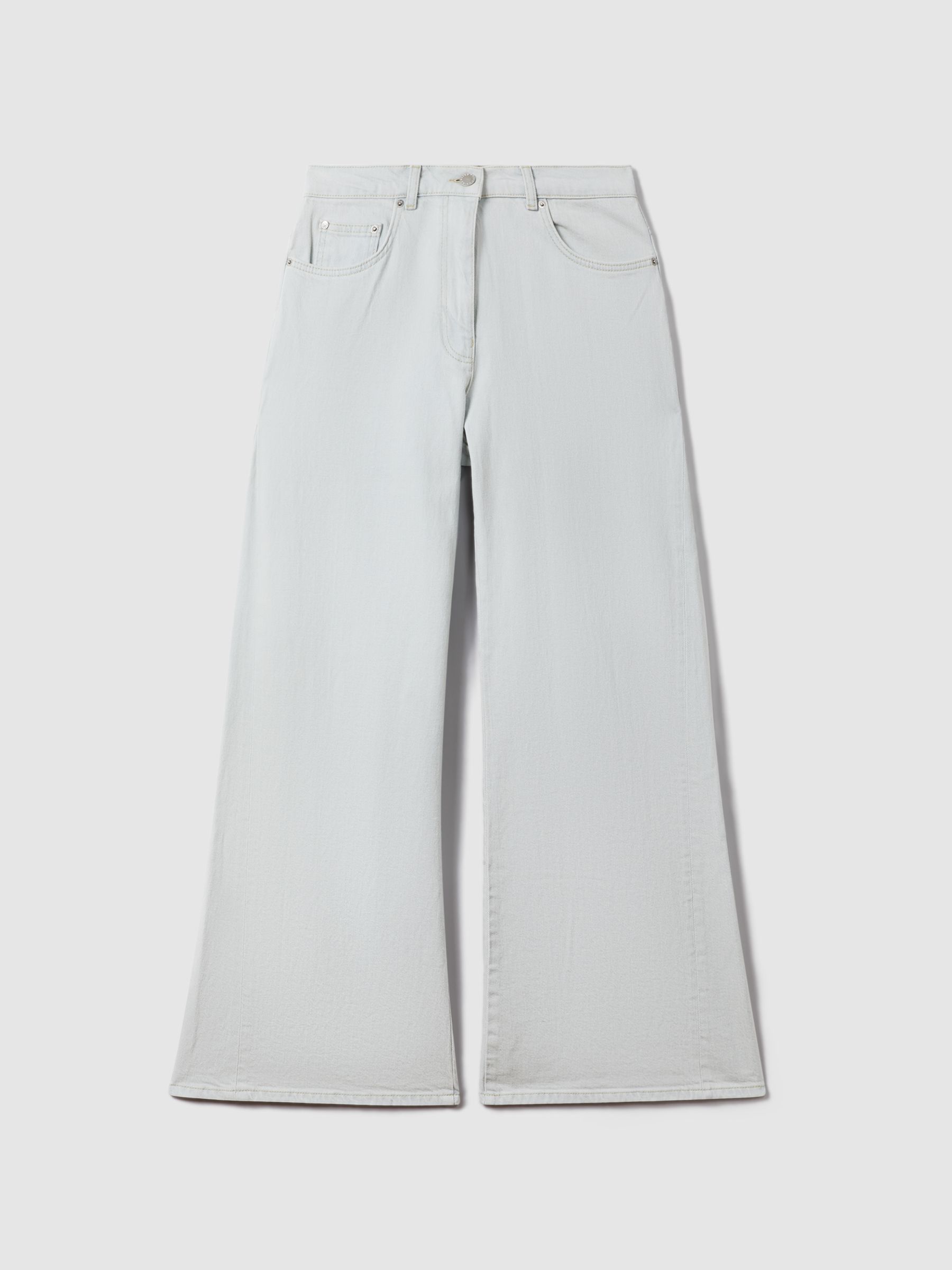 Flared Side Seam Jeans in Light Blue