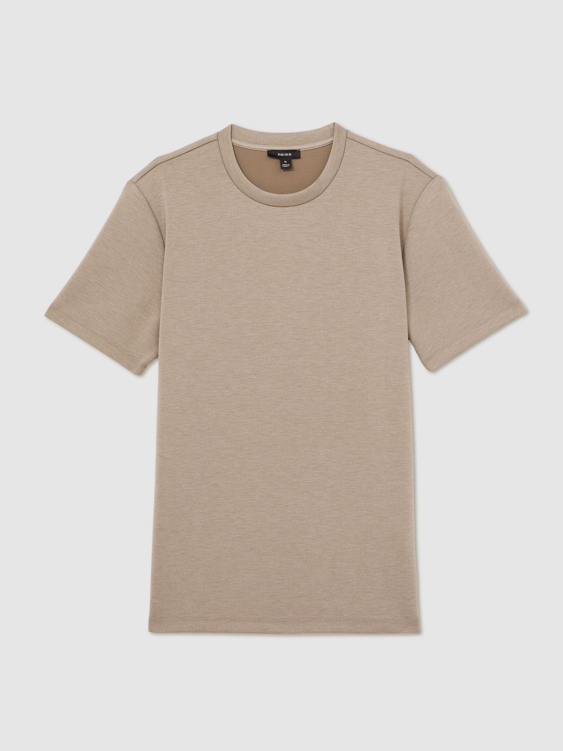 Interlock Jersey Crew Neck T-Shirt in Taupe Brown
