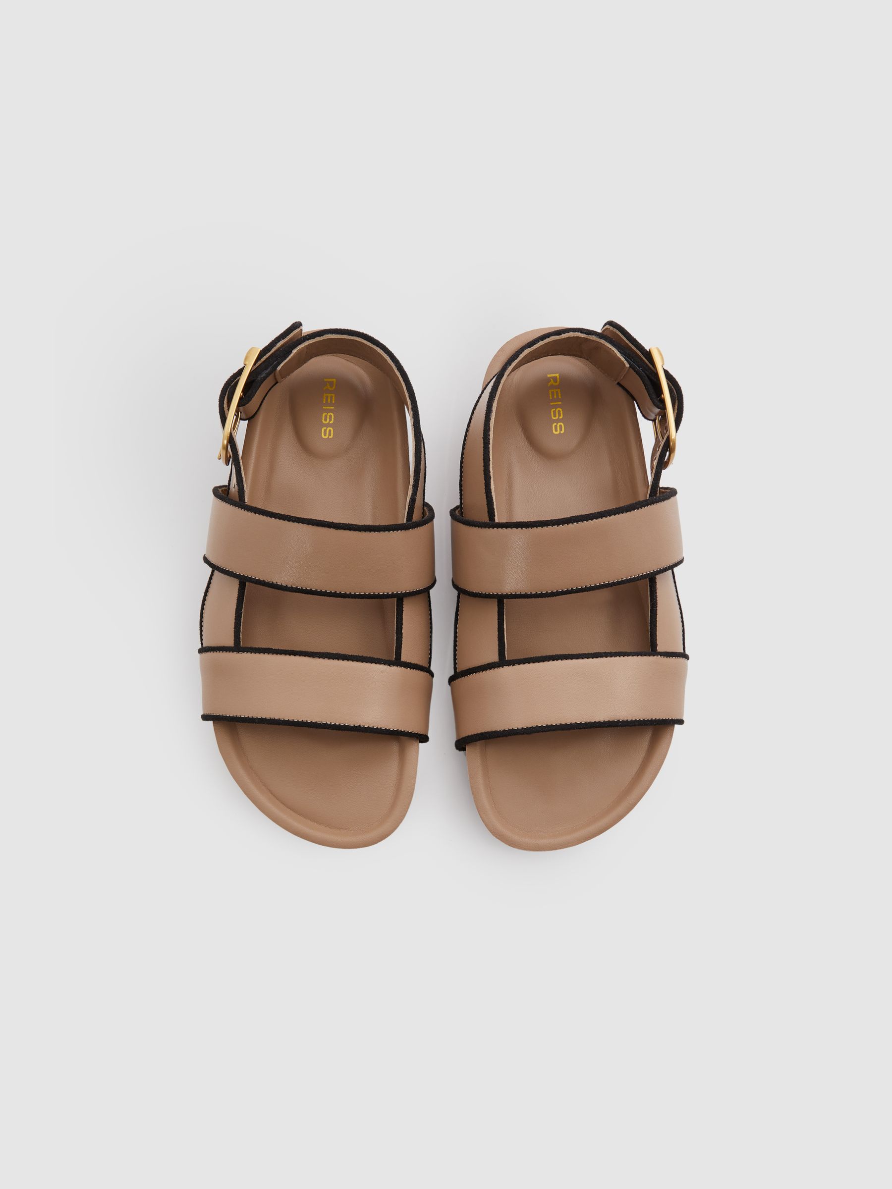 Strappy Chunky Leather Sandals in Tan