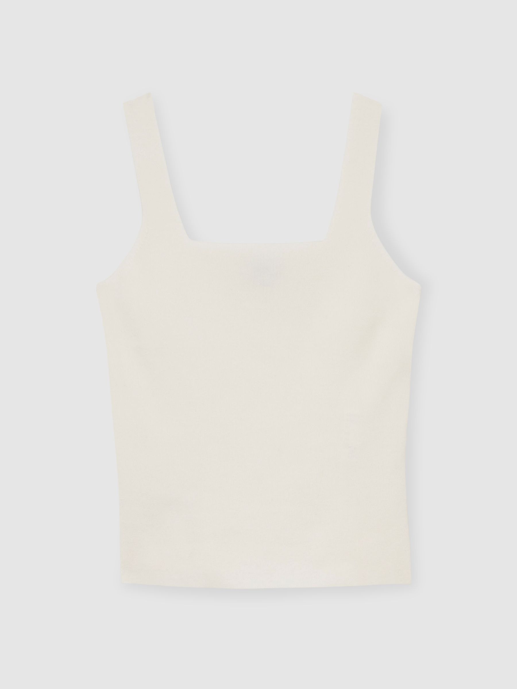 Knitted Square Neck Vest in Ivory
