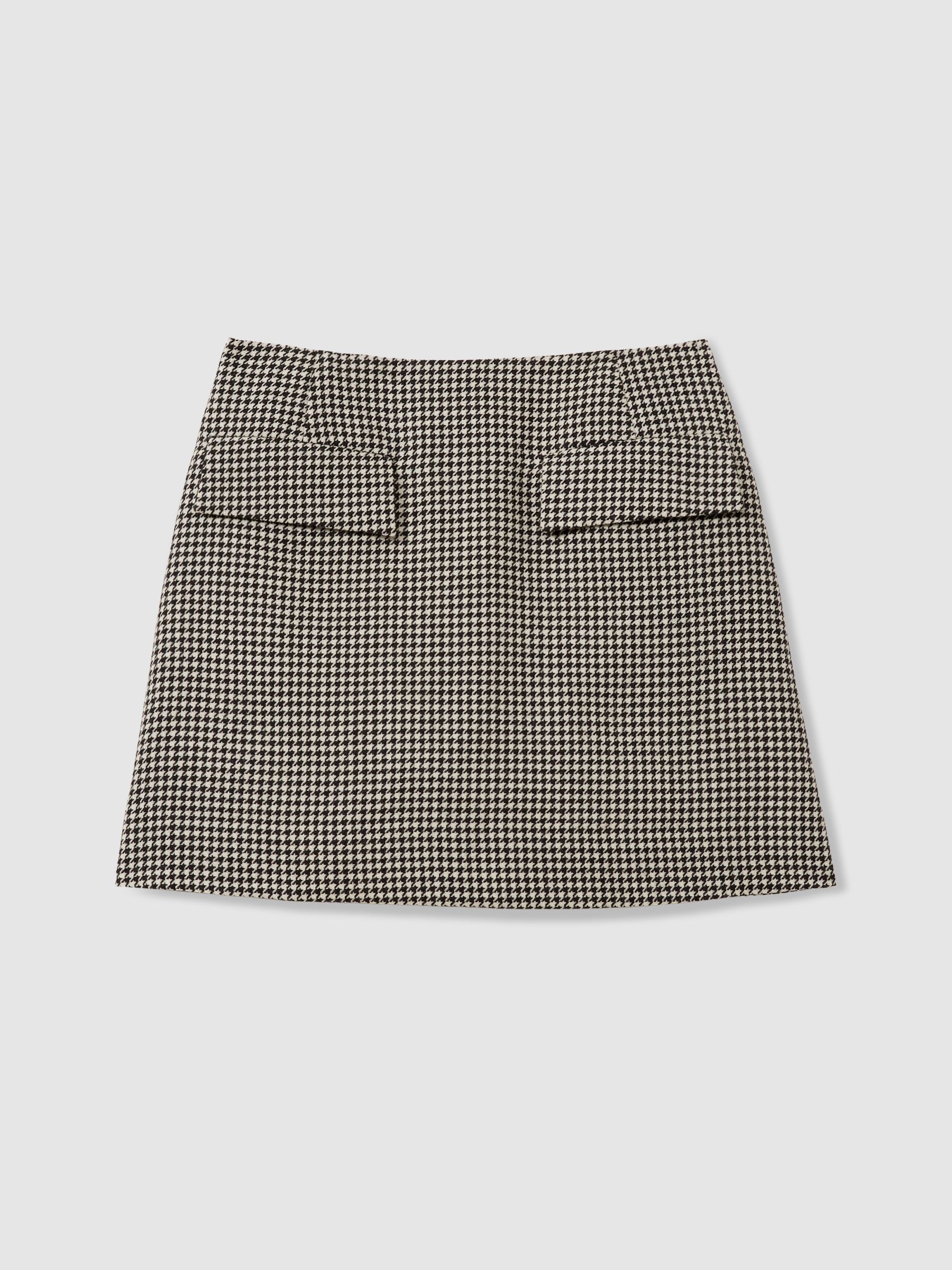 Minnie Black/White Wool Dogtooth Mini Skirt