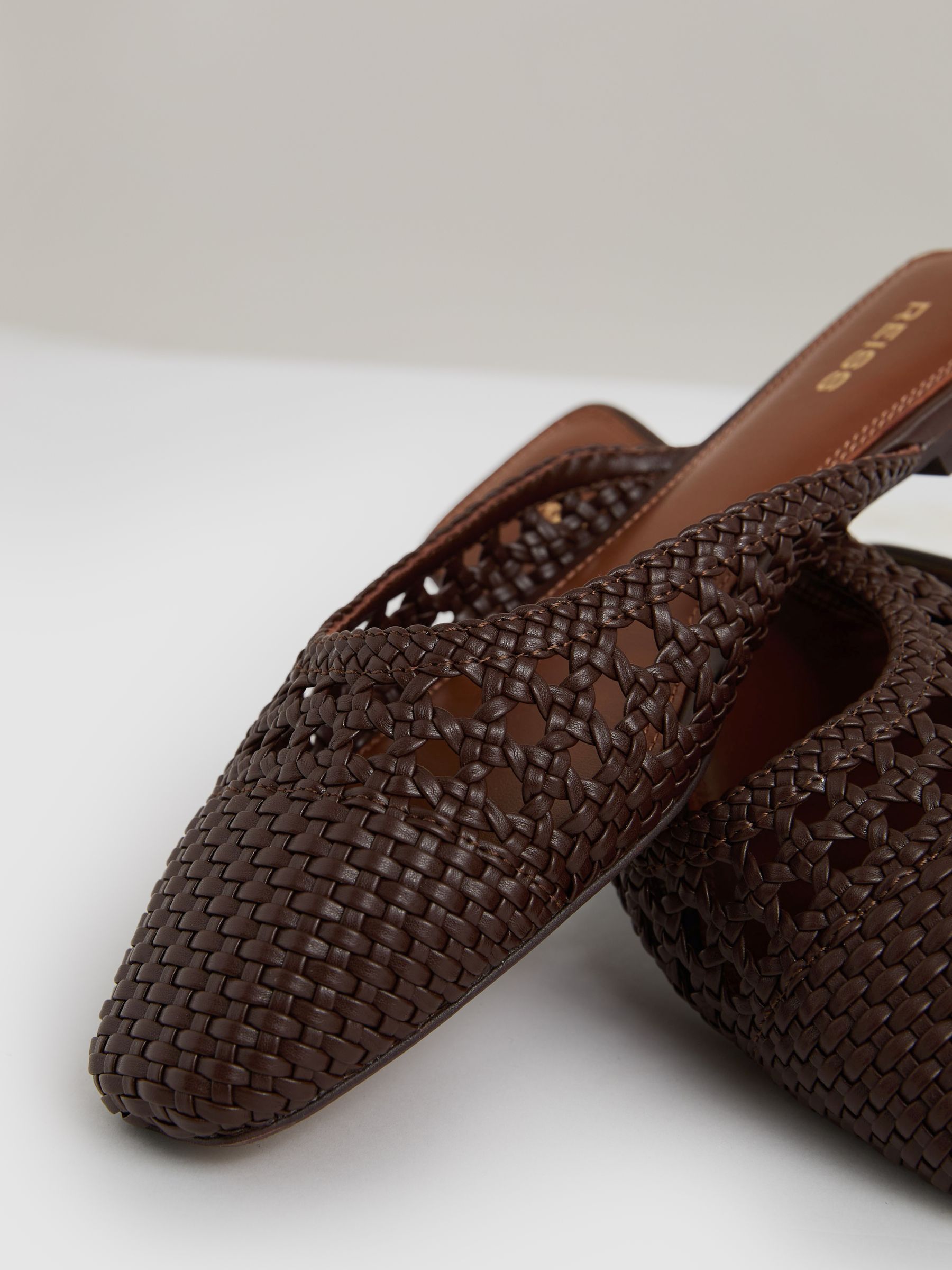 Woven Slip-On Mules in Chocolate