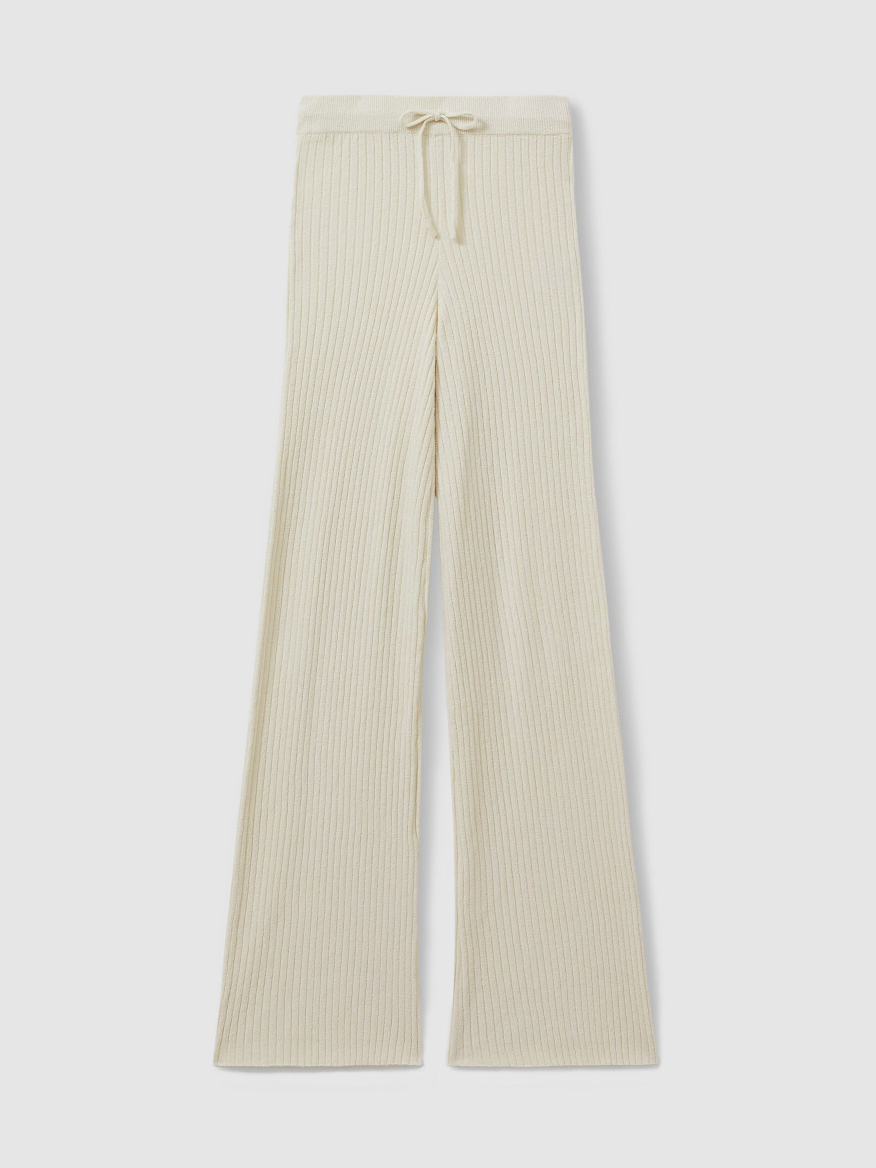 Good American Cloud White Ribbed Terry Lounge Trousers