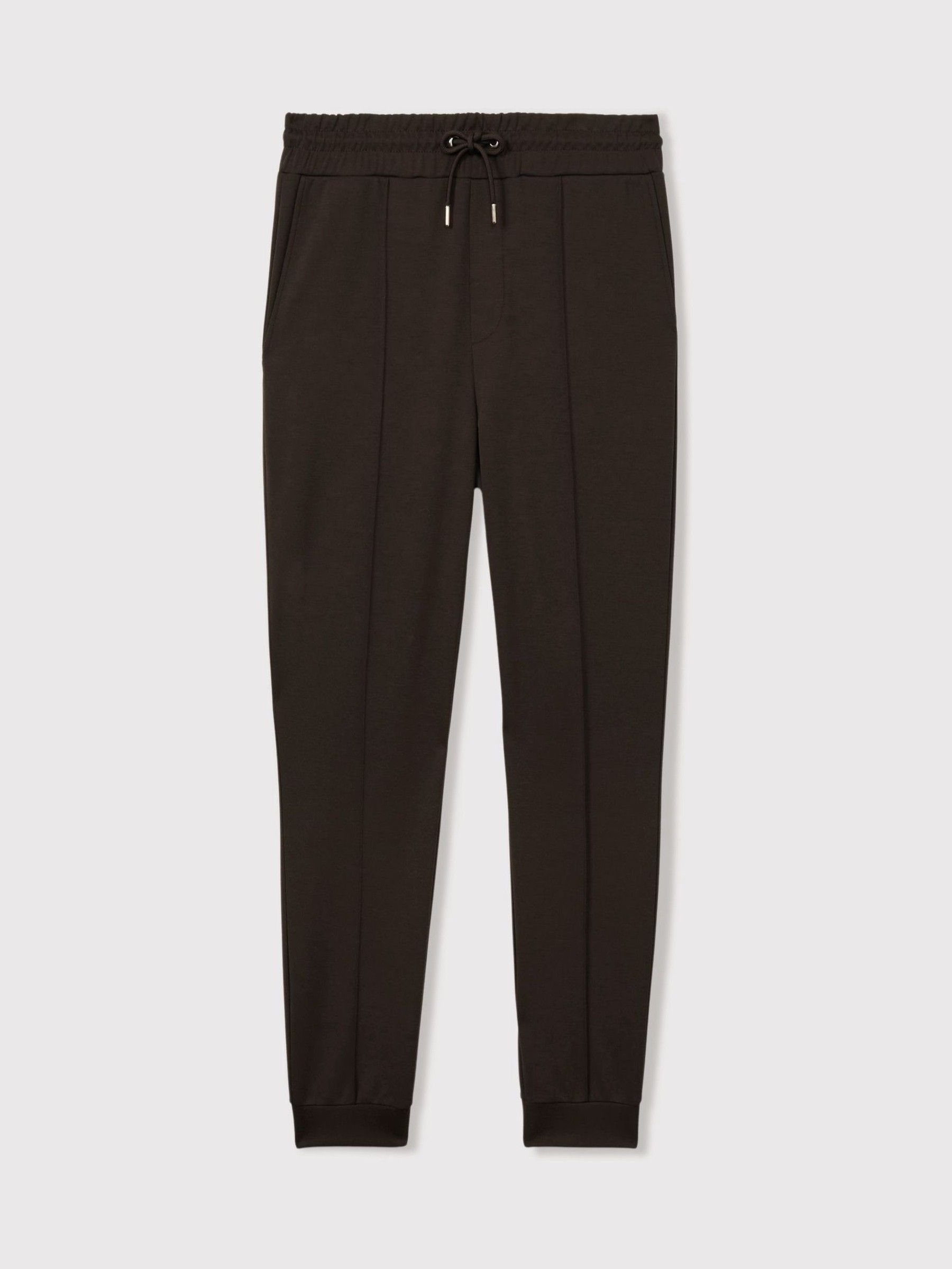 Interlock-Jersey Drawstring Joggers in Chocolate Brown