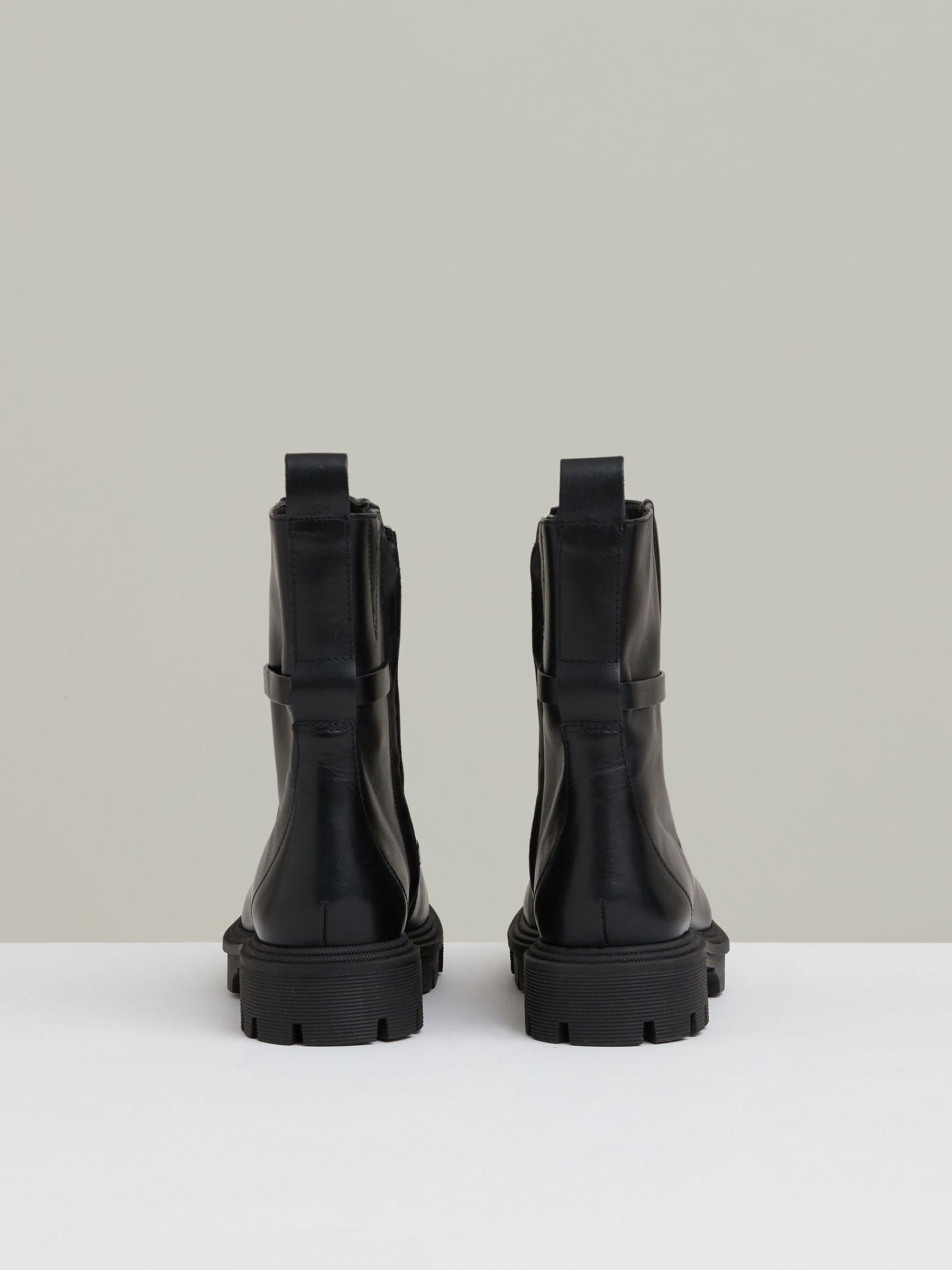 Chain Embellished Ankle Boots in Black