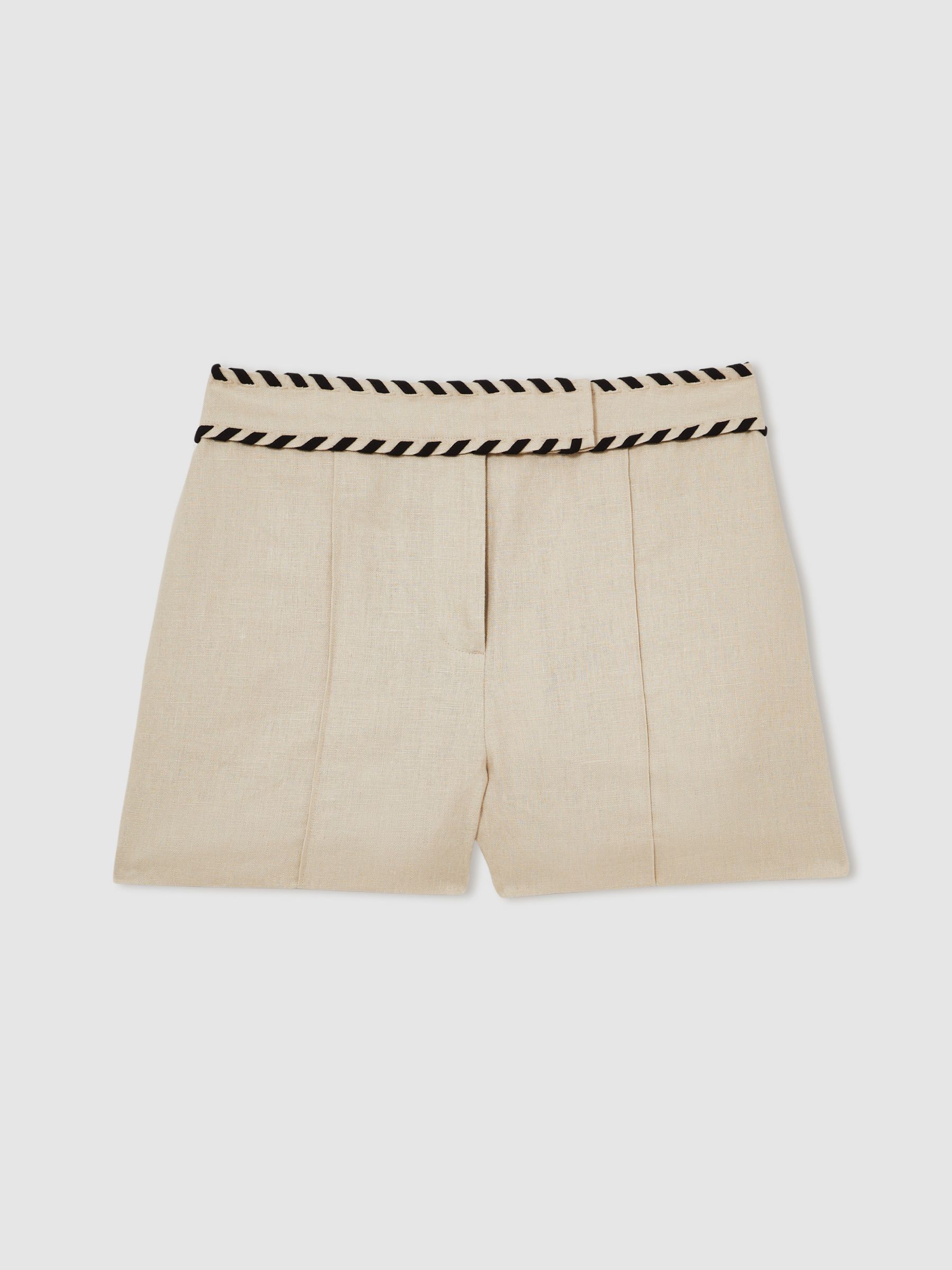 Linen Whipstitch Shorts in Neutral