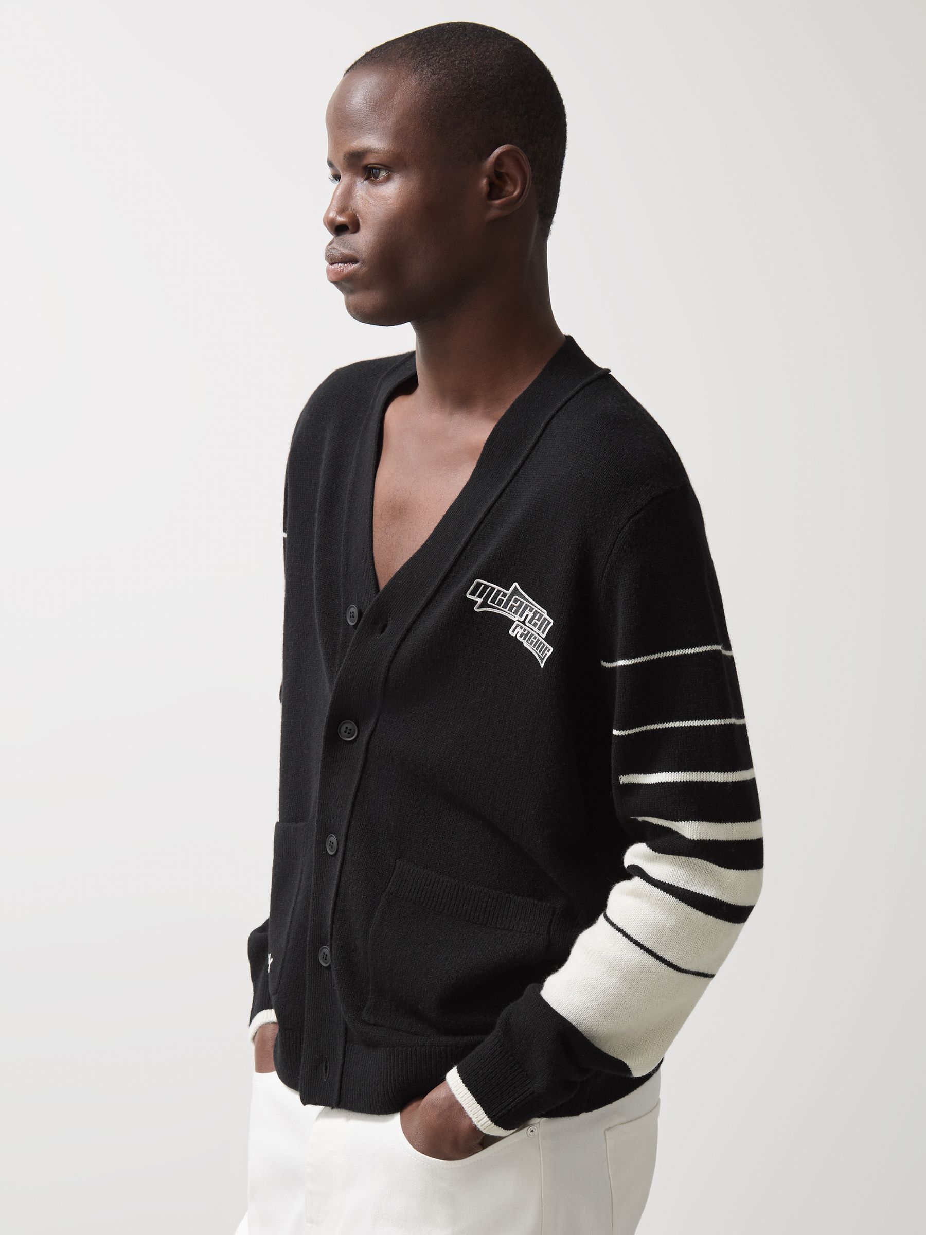 McLaren F1 Team Wool-Cashmere Varsity Cardigan in Black