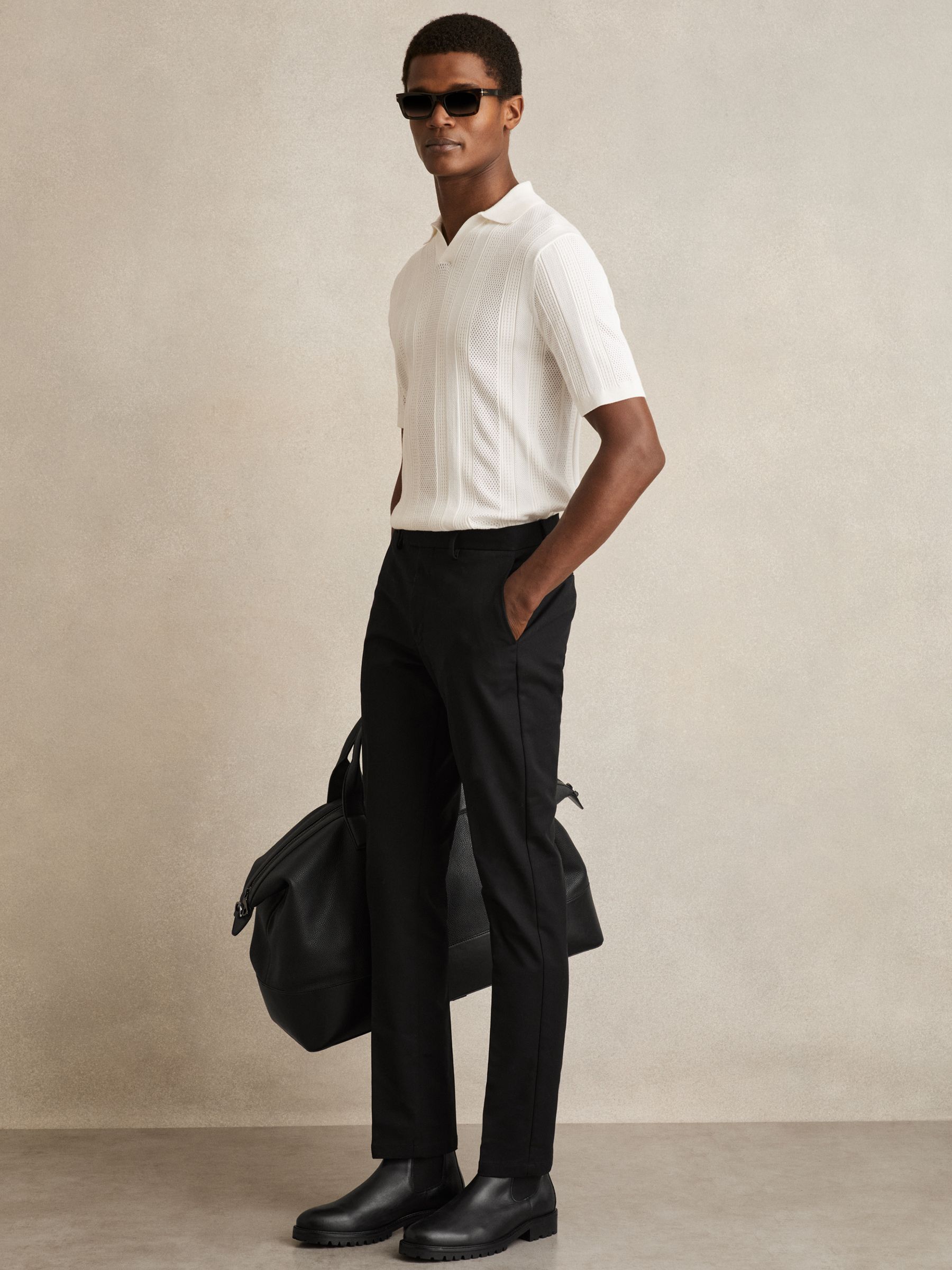 Leather Rubber Sole Chelsea Boots in Black