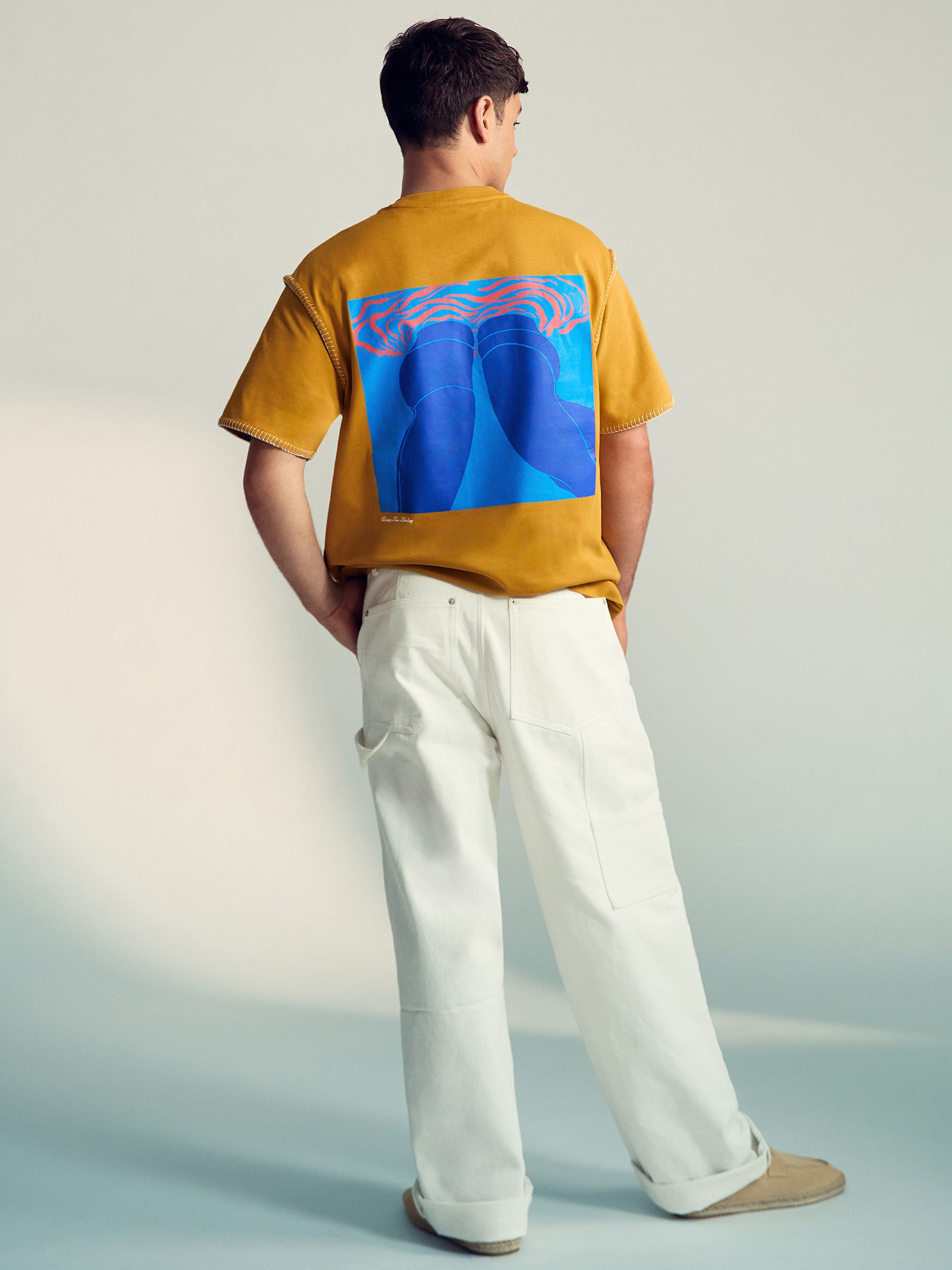 Reiss | Tom Daley Graphic-Print T-Shirt in Yellow