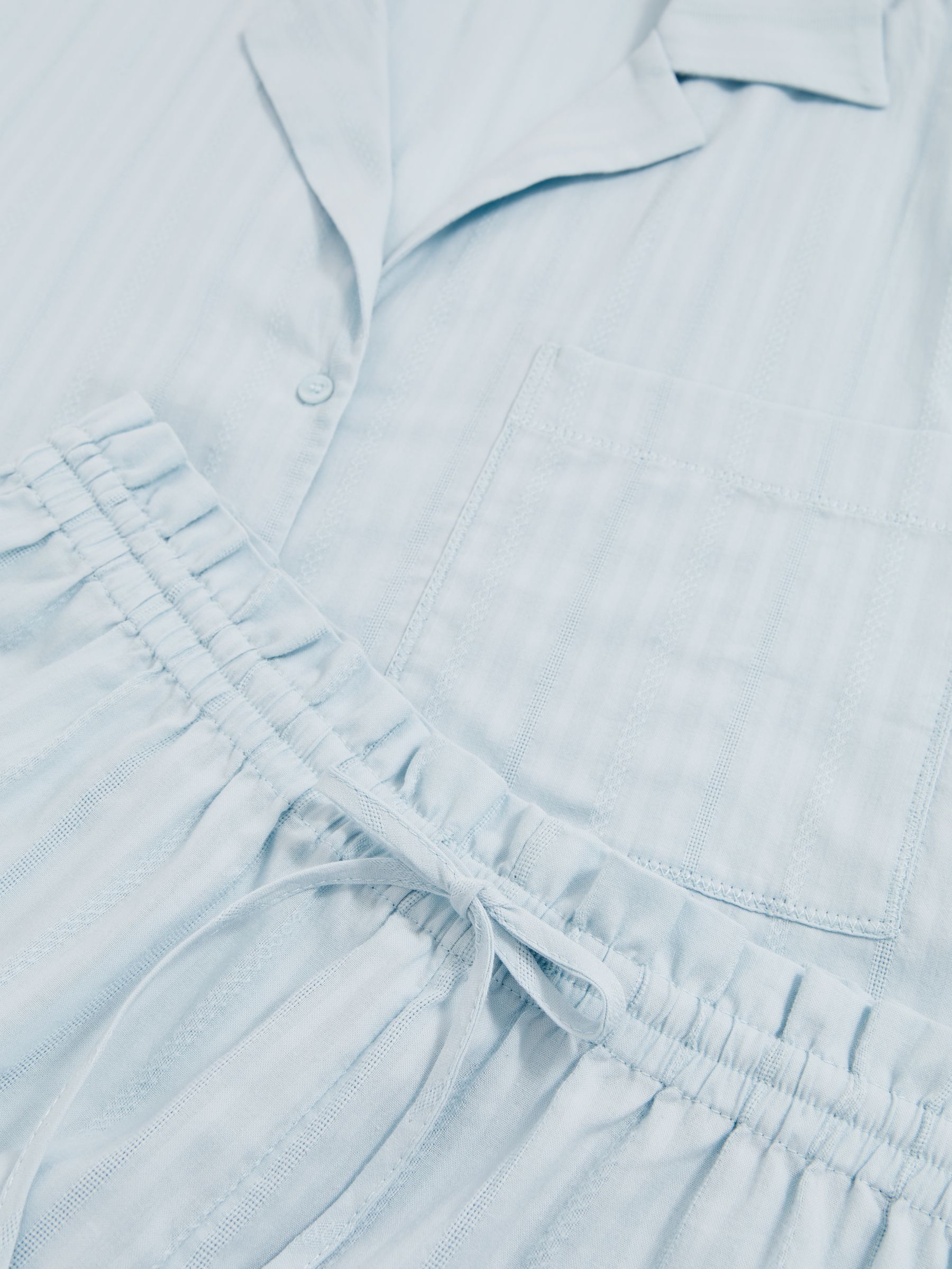 Cotton Pointelle Shirt and Shorts Set in Blue