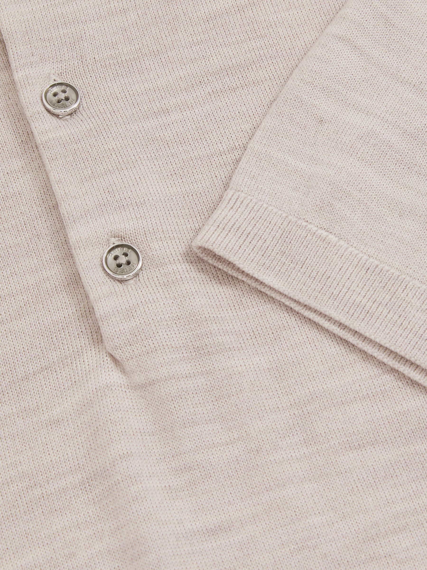 Merino Wool Short-Sleeve Polo Shirt in Wicker Brown Melange