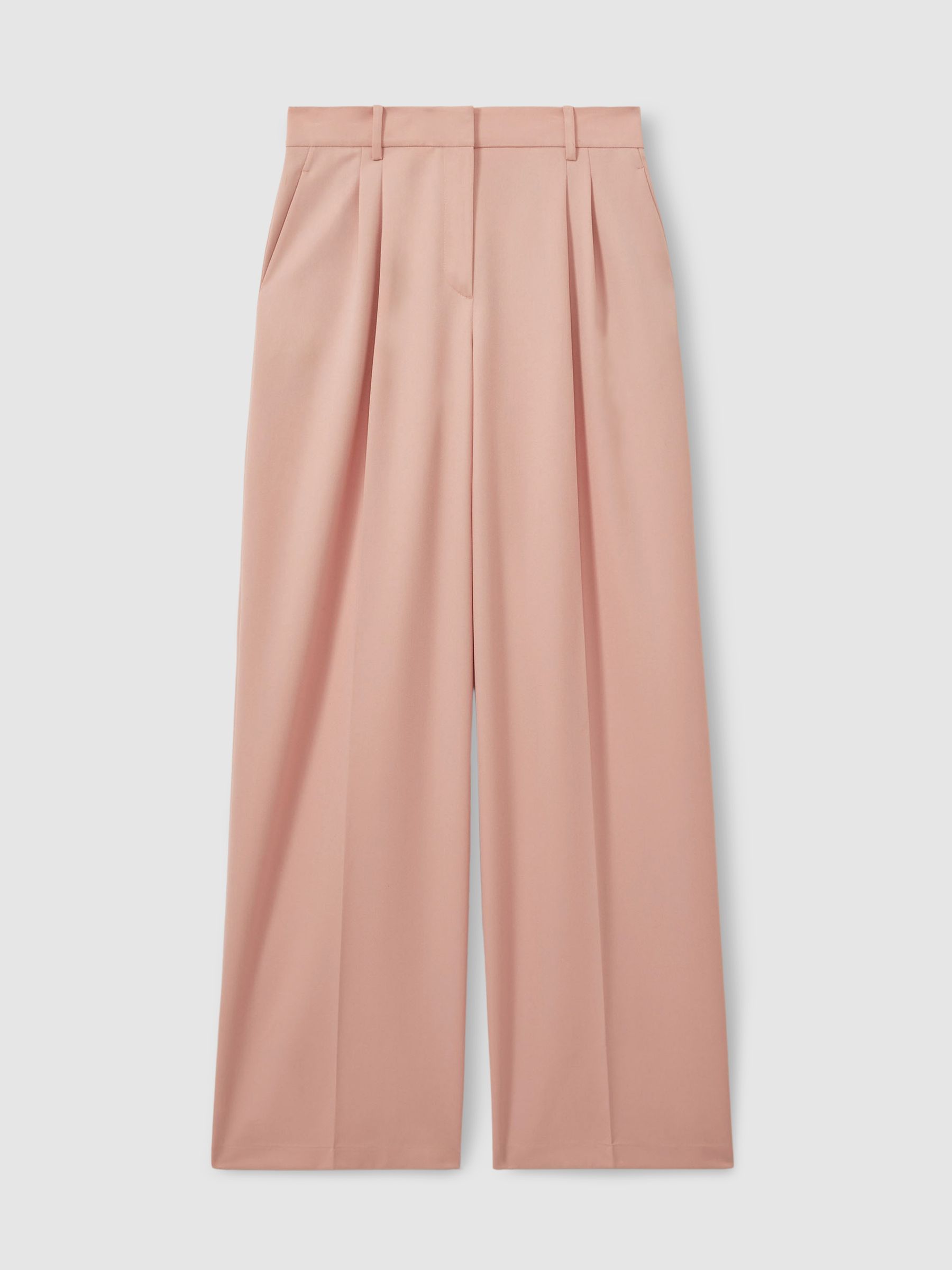 Double Pleat Wide Leg Trousers in Pink