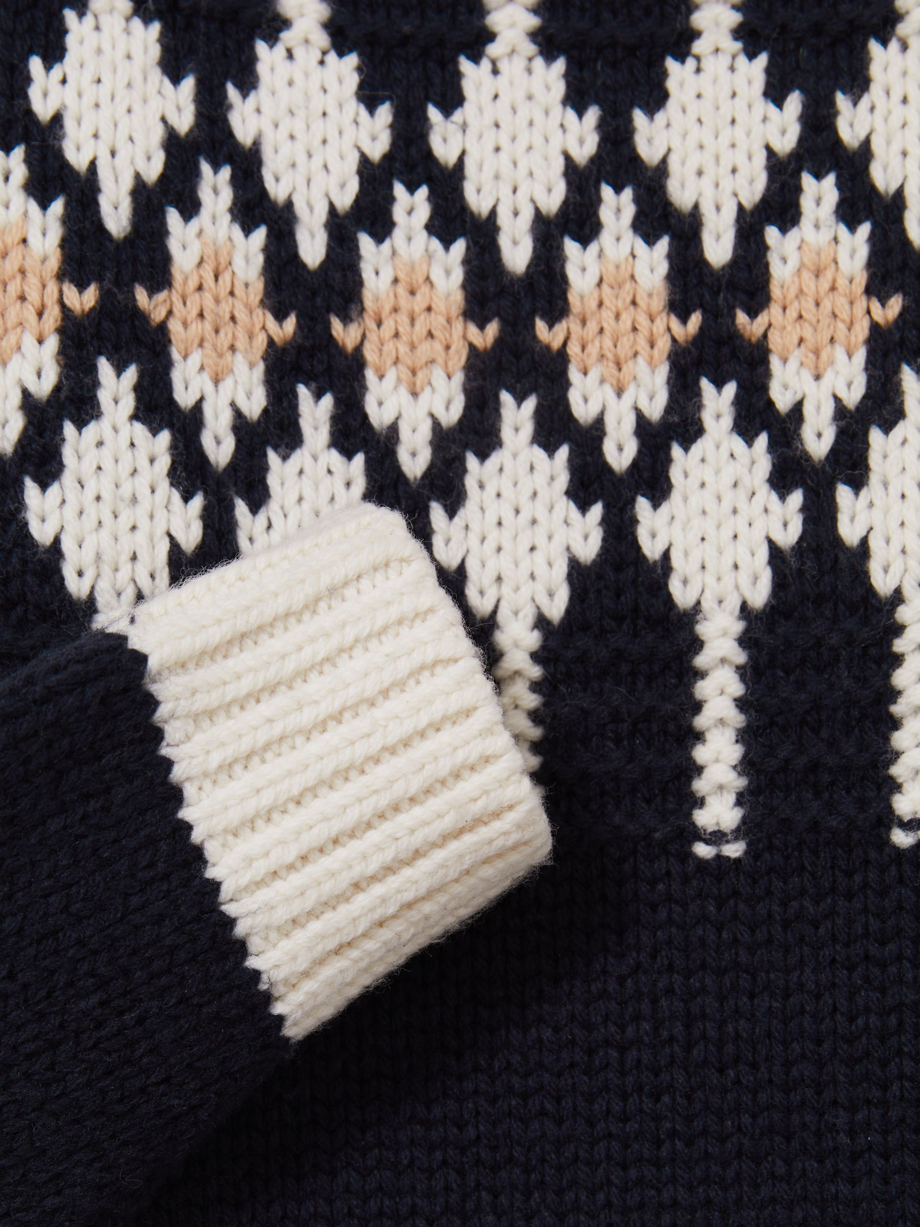 9-13 yrs Wool-Blend Fair Isle Roll-Neck Dress in Navy