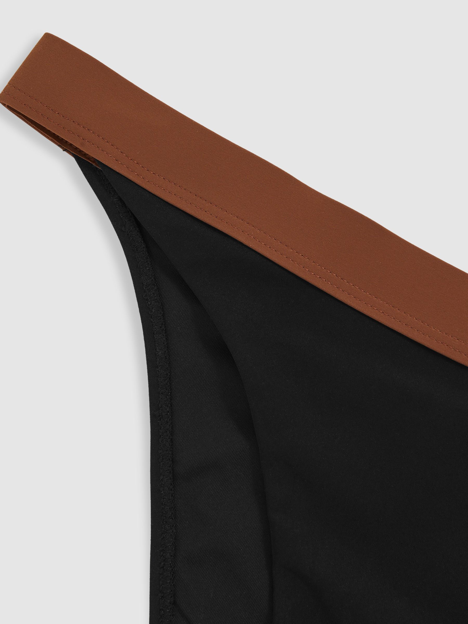 Contrast-Trim Bikini Bottoms in Black/Tan