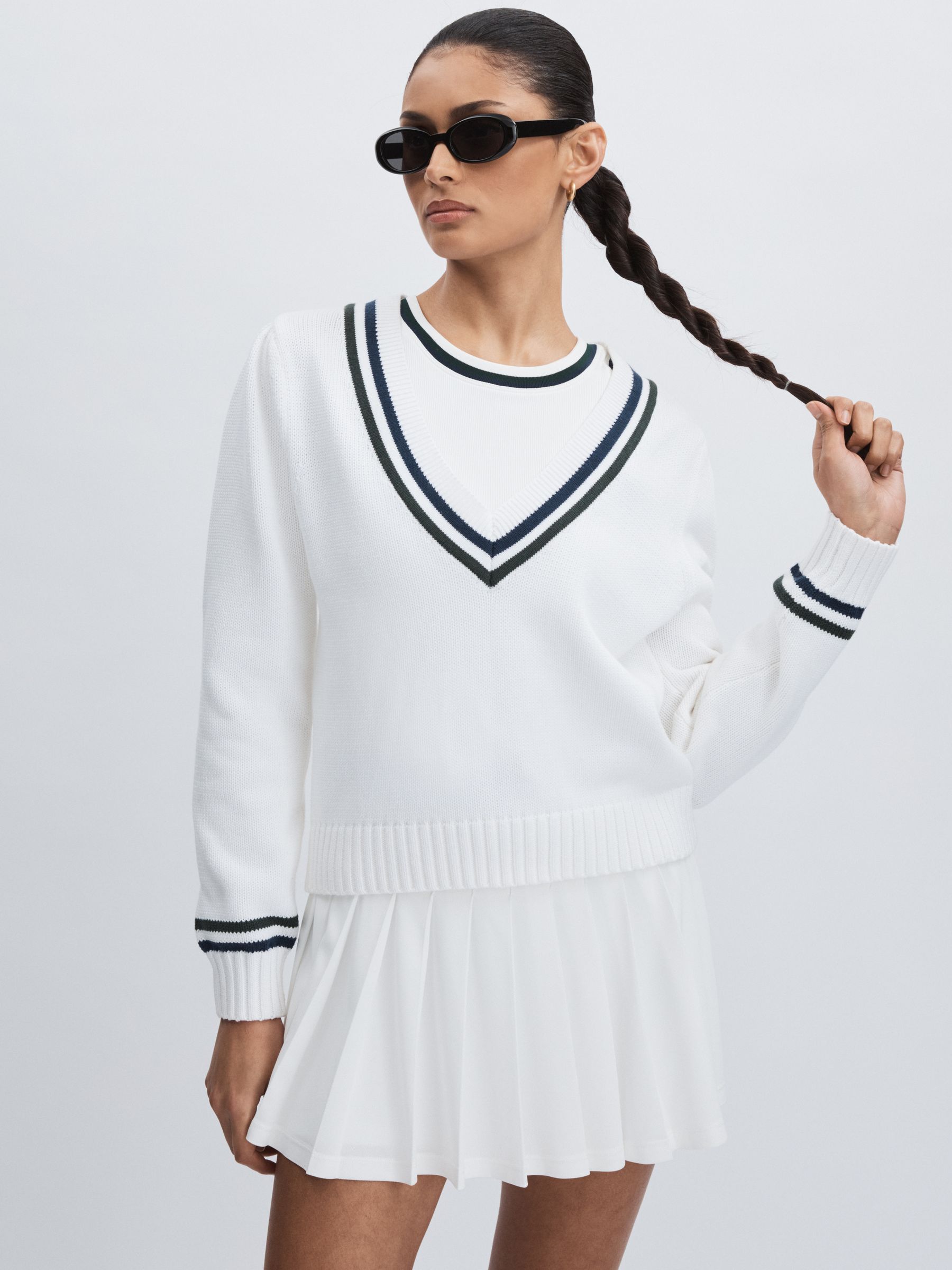 The Upside Cotton Deep-V Jumper in White