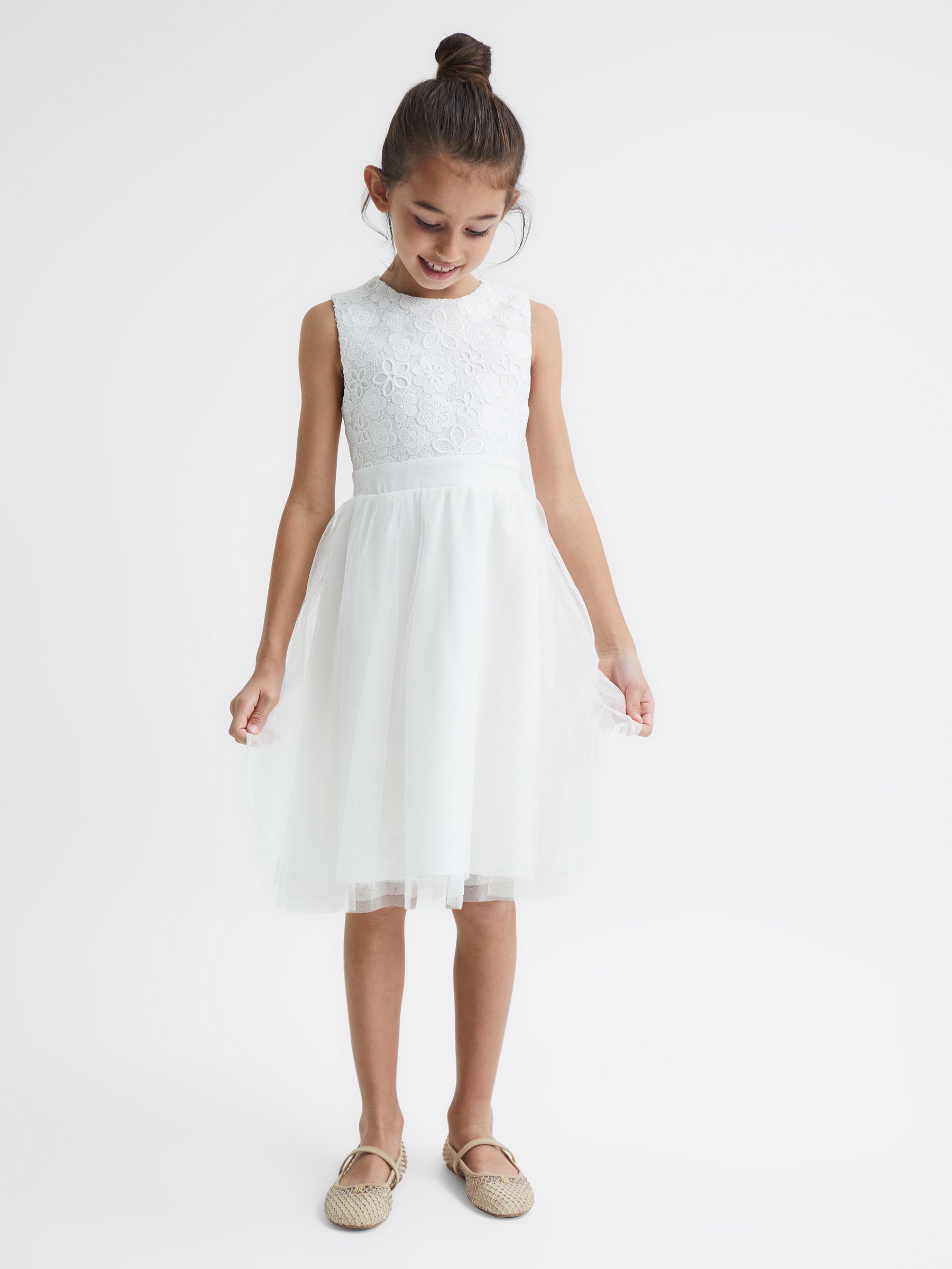 Senior Lace Tulle Occasion Dress in Ivory