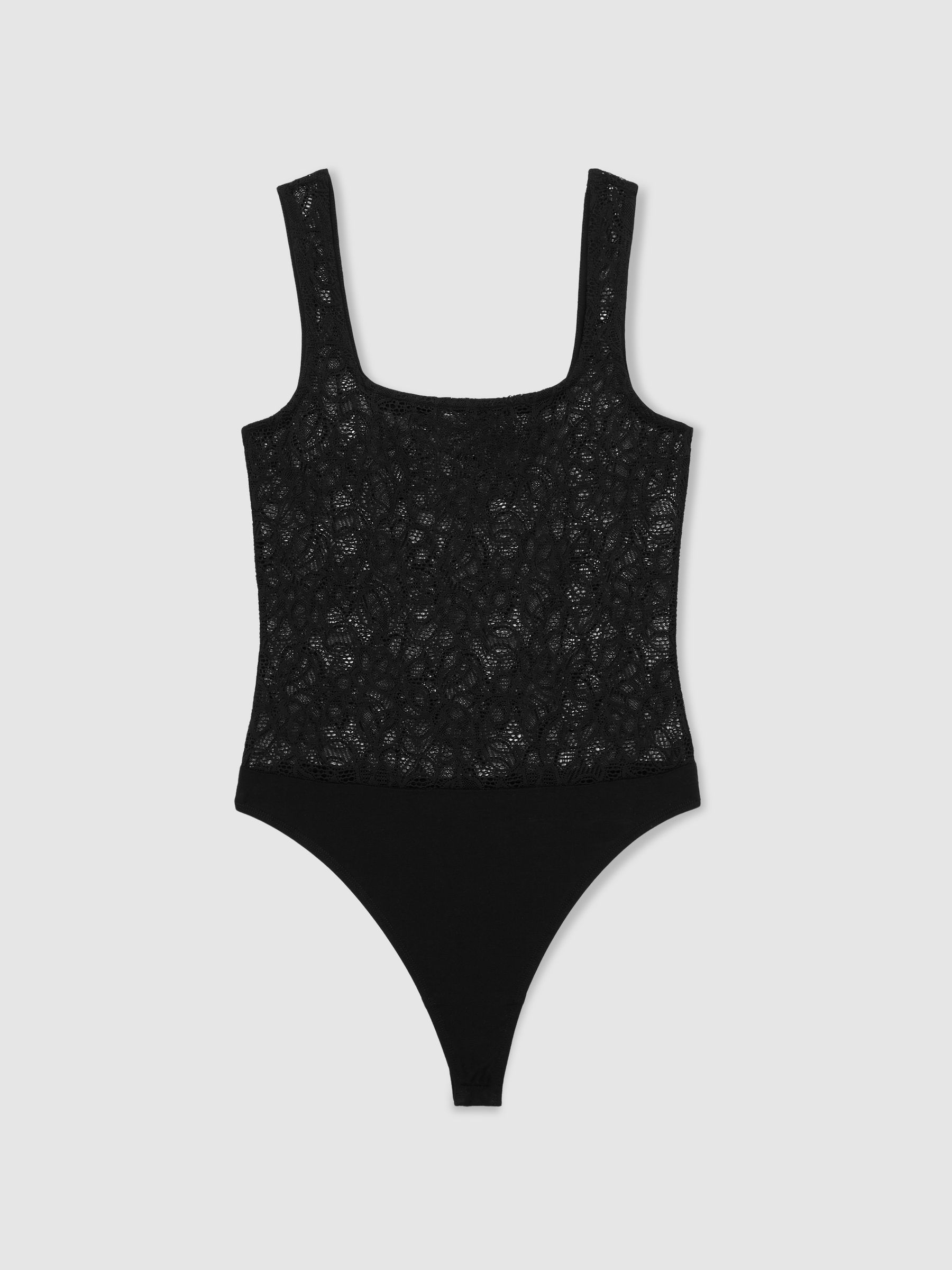 Floral Print Lace Bodysuit in Black