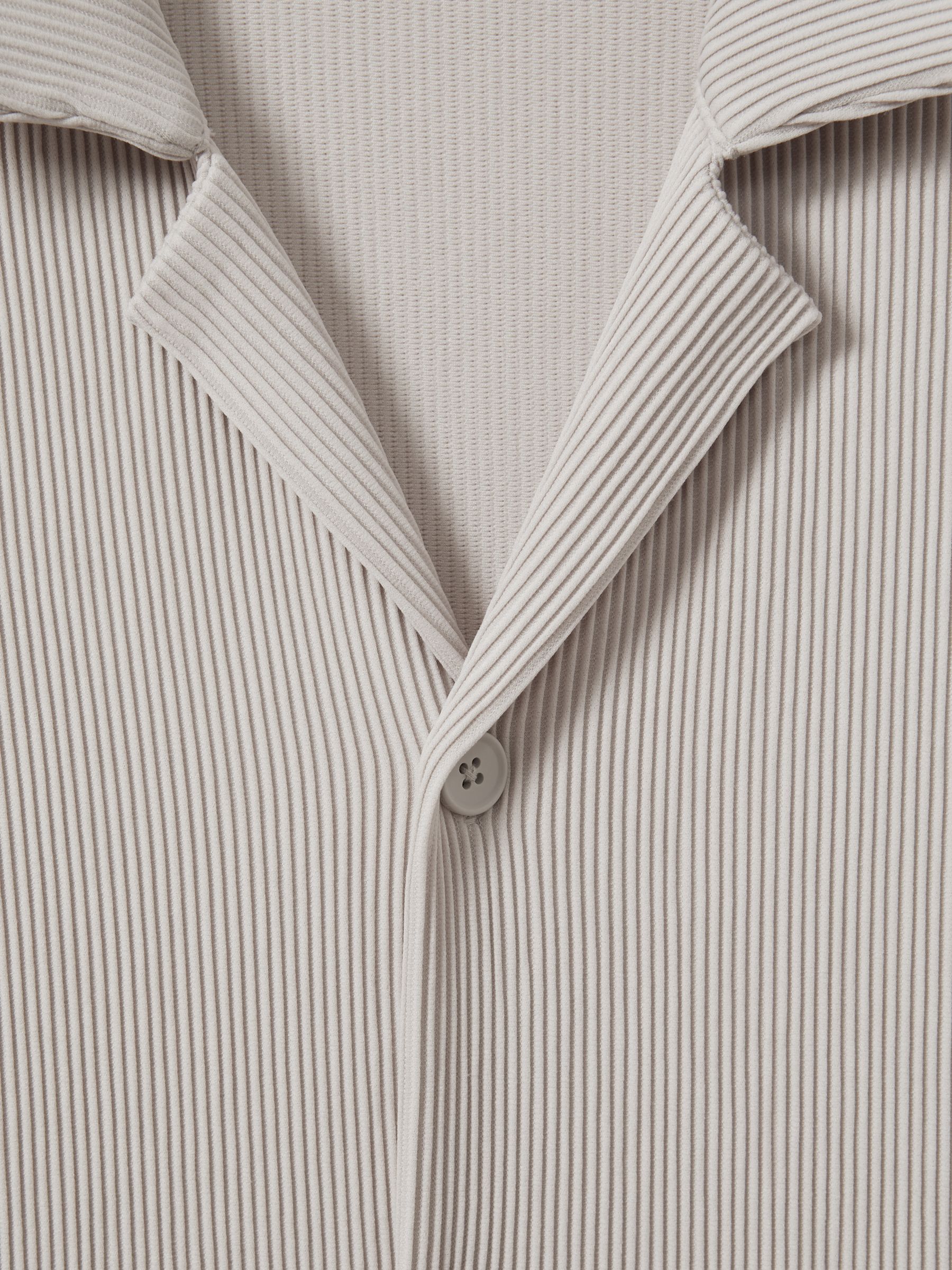 Ribbed Cuban Collar Shirt in Silver