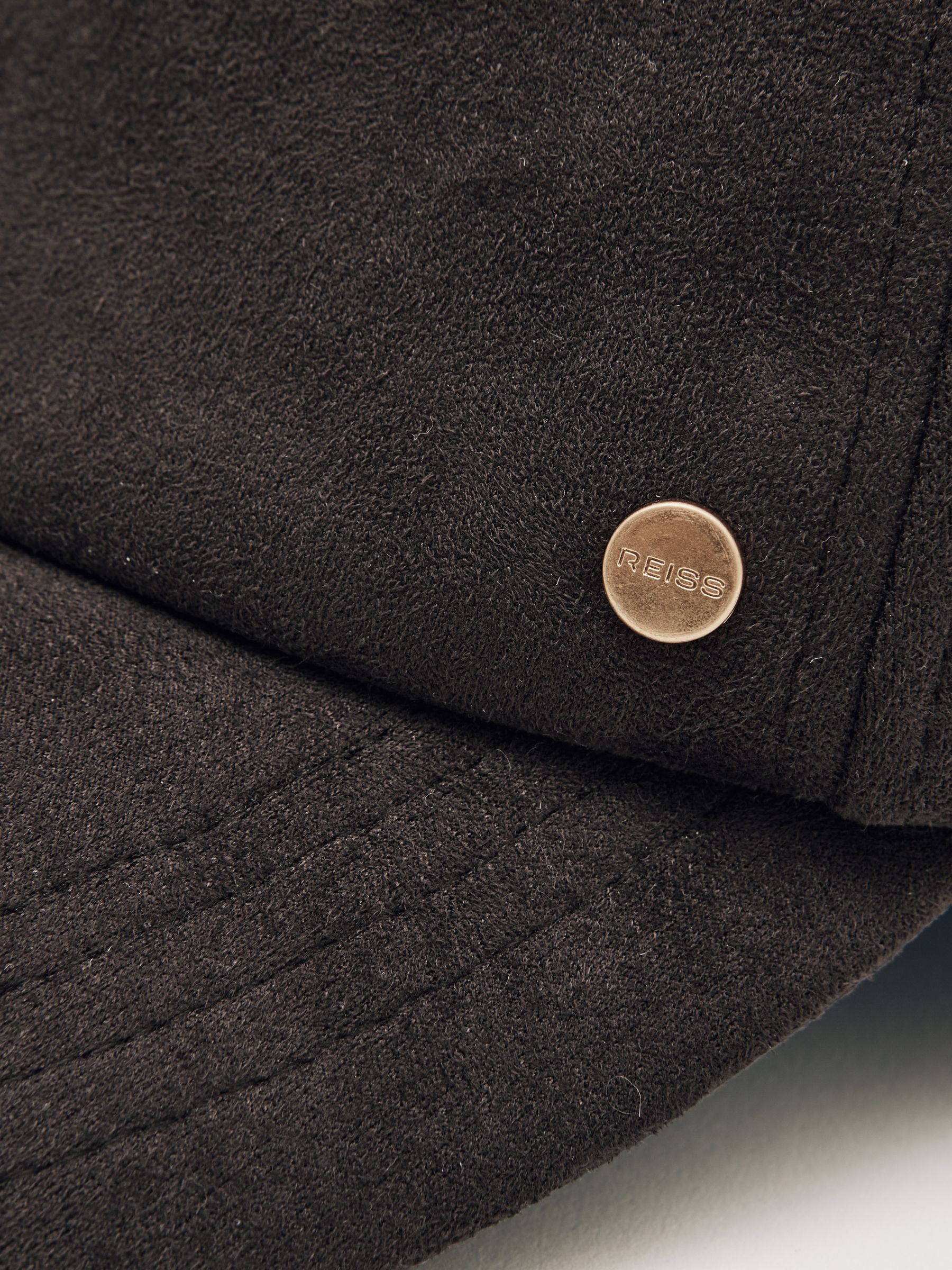 Faux Suede Baseball-Style Cap in Chocolate