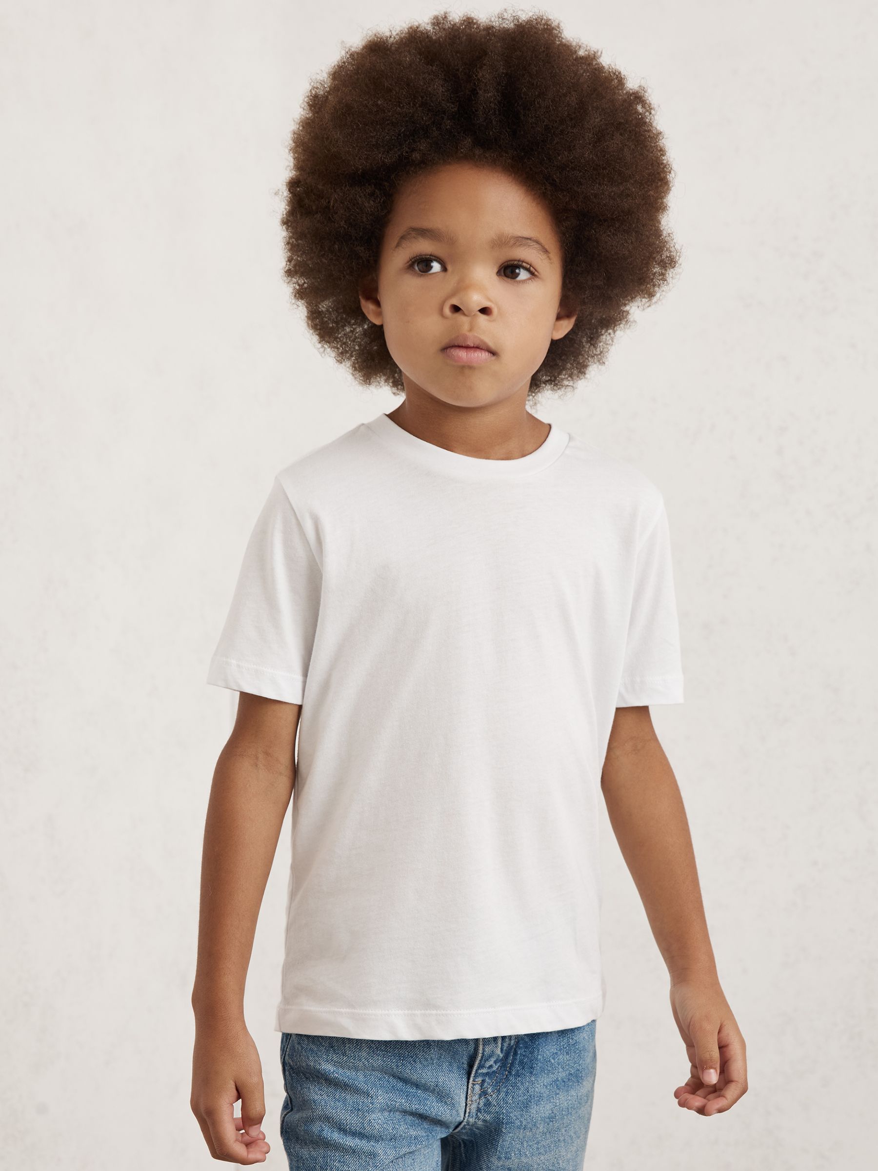13-14 yrs Cotton Crew Neck T-Shirt in White