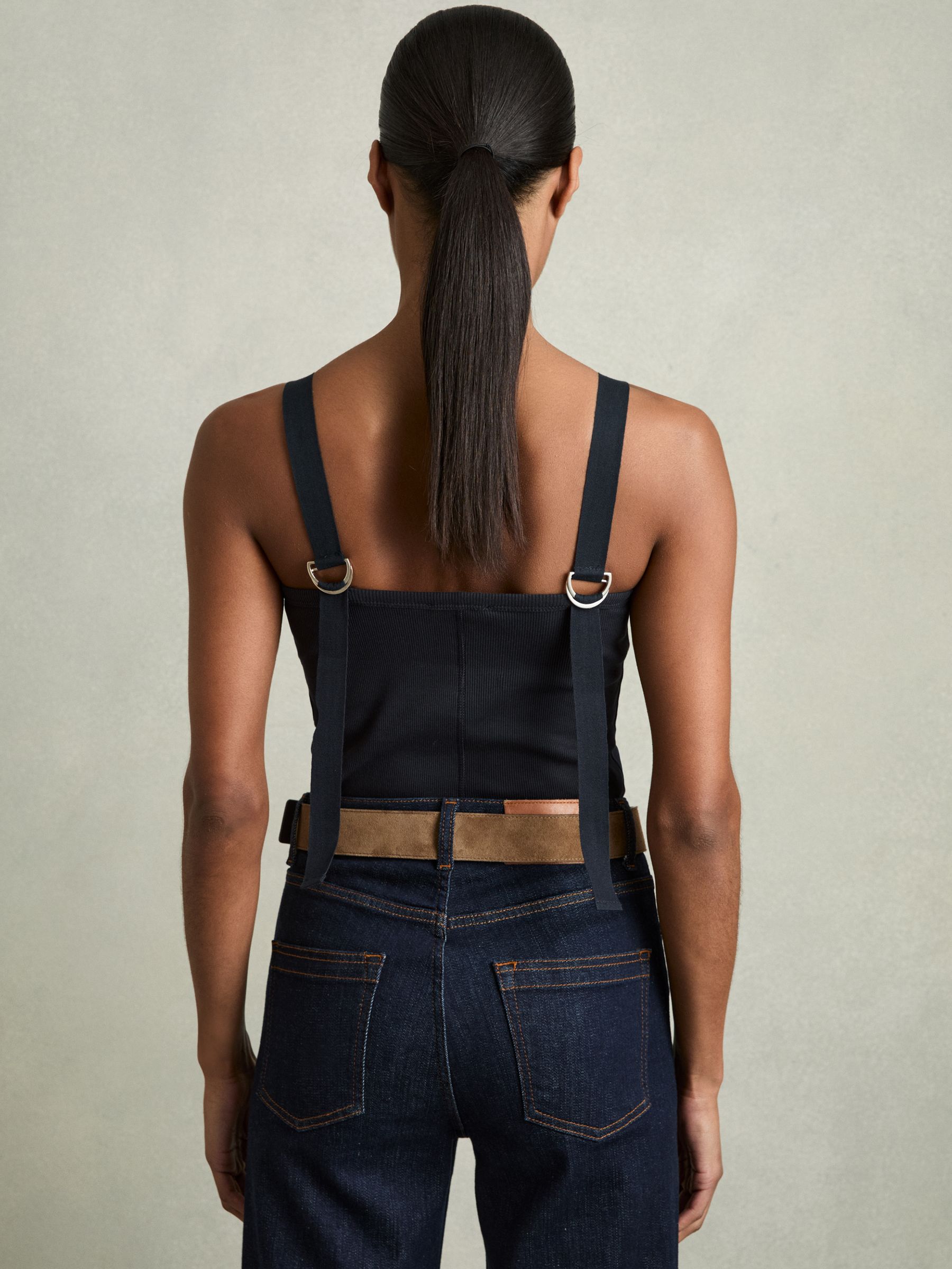 Stretch-Cotton D-Ring Strap Vest in Navy