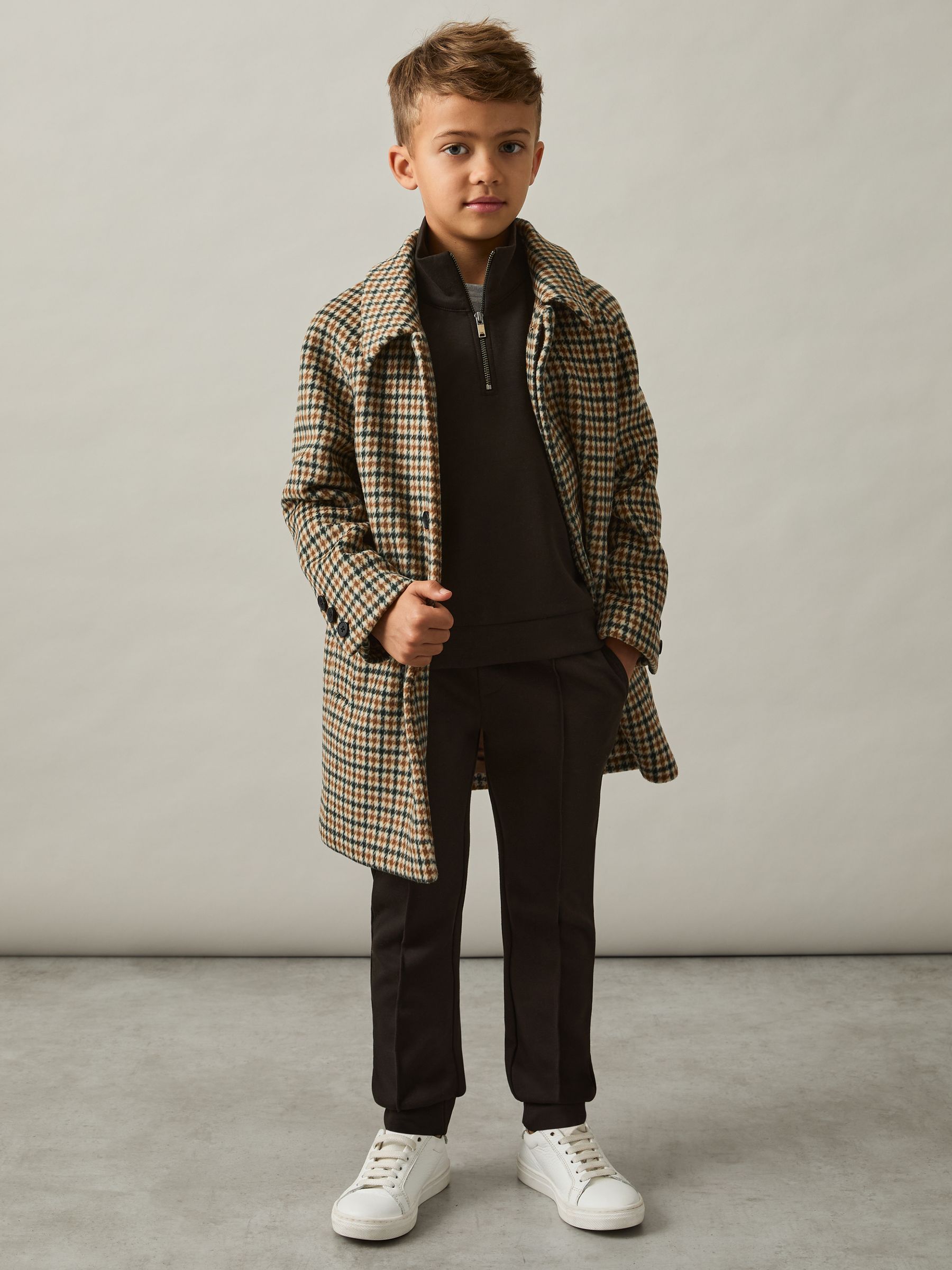 9-13 yrs Interlock-Jersey Half-Zip Sweatshirt in Chocolate Brown