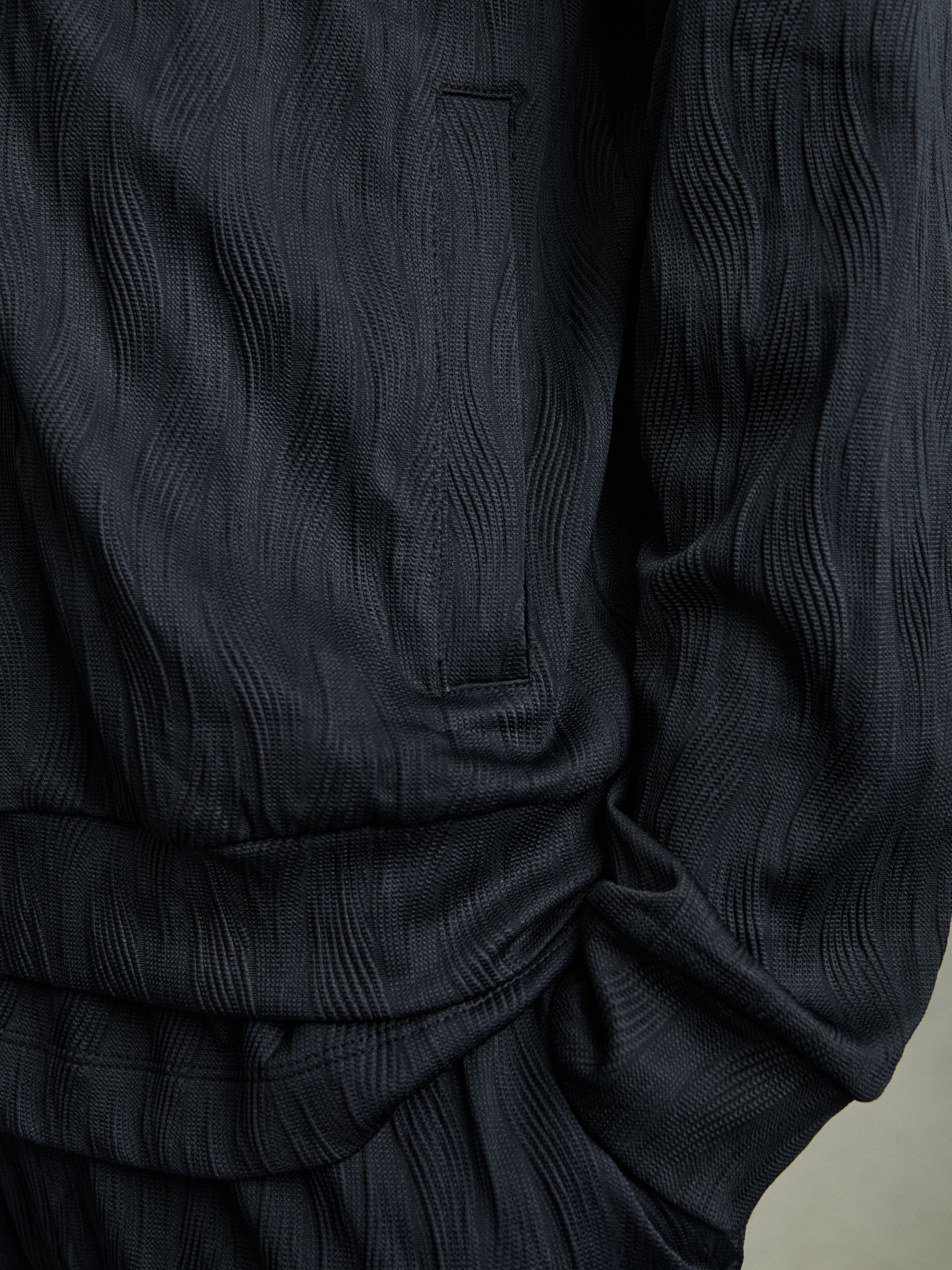 Wave-Jacquard Zip-Through Jacket in Navy