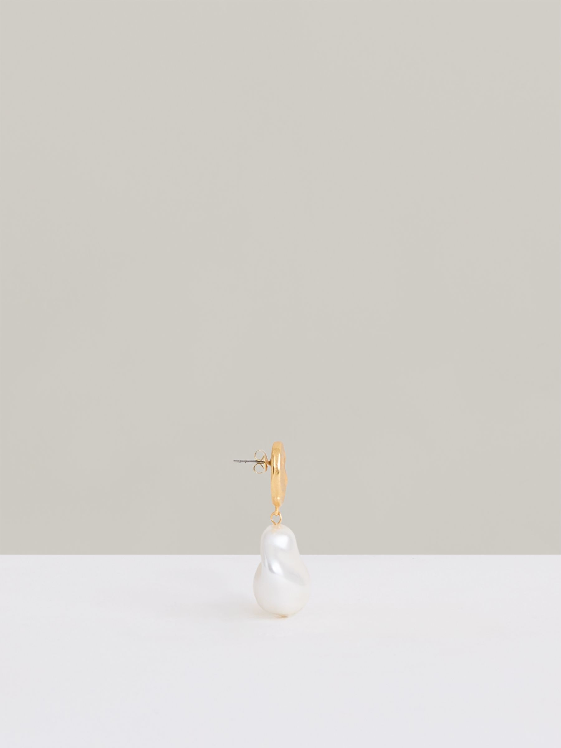 Molten Faux-Pearl Drop Earrings in Gold Tone