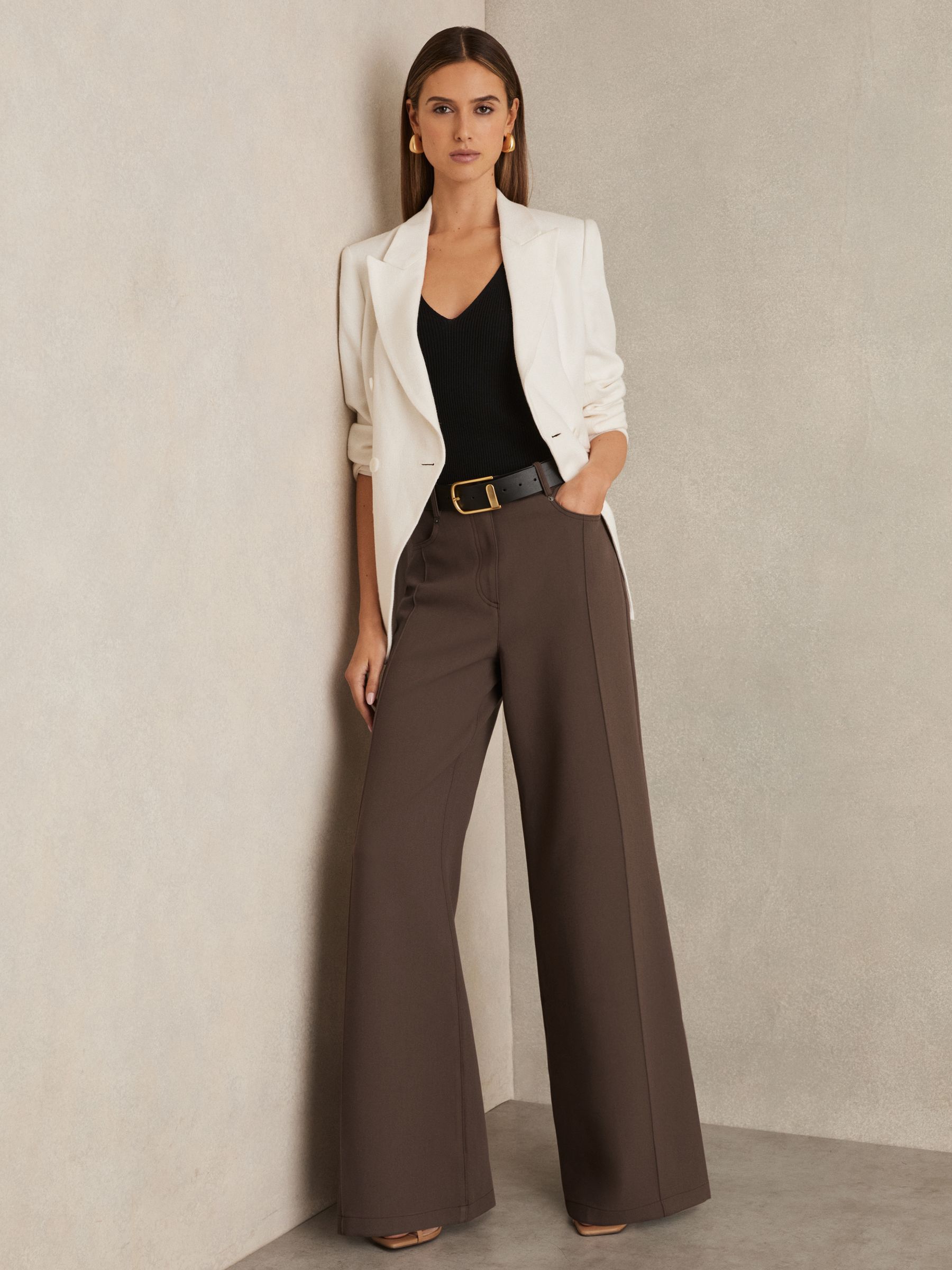 Palazzo Tailored Trousers in Mink Neutral