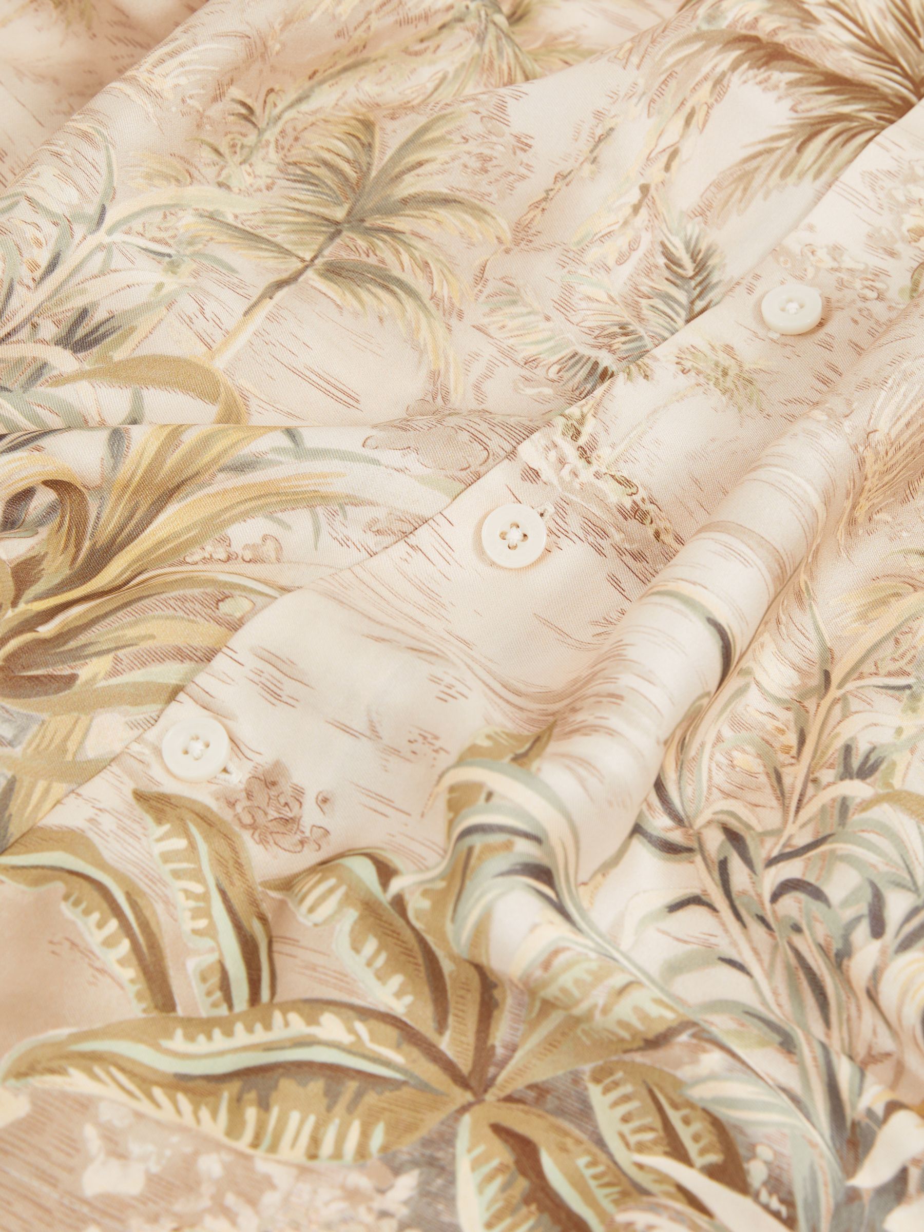 Jungle Print Cuban-Collar Shirt in Soft Sage Green