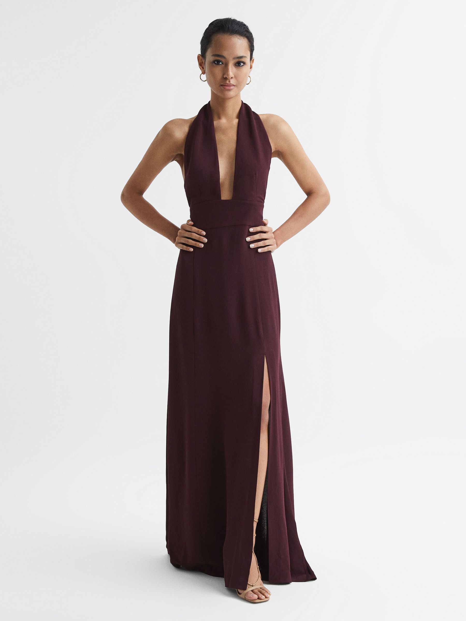 Maxi Dress With Cape in Burgundy